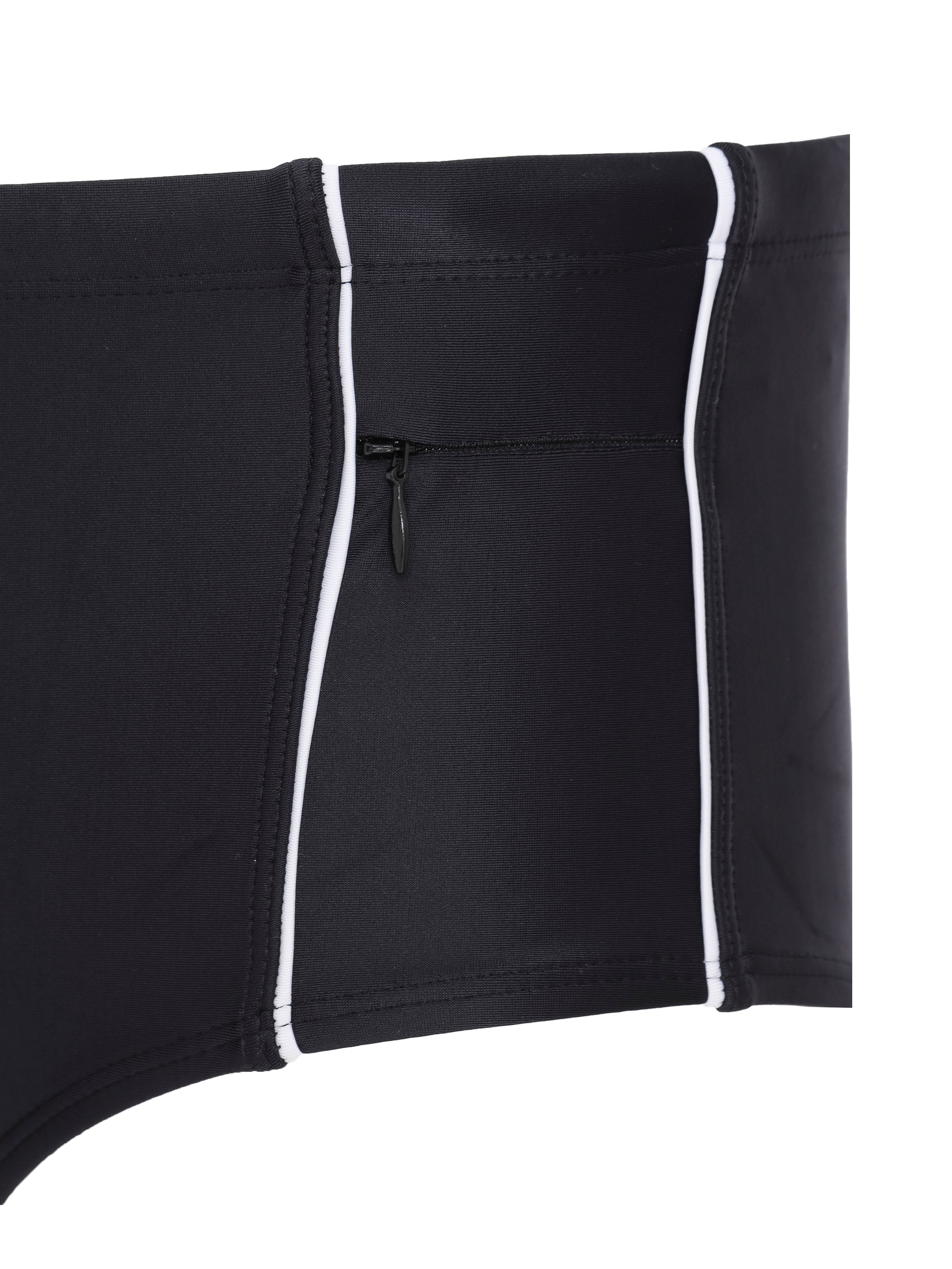 Santiago Black and White Plain 6.3-inch Sides Swimming Trunks