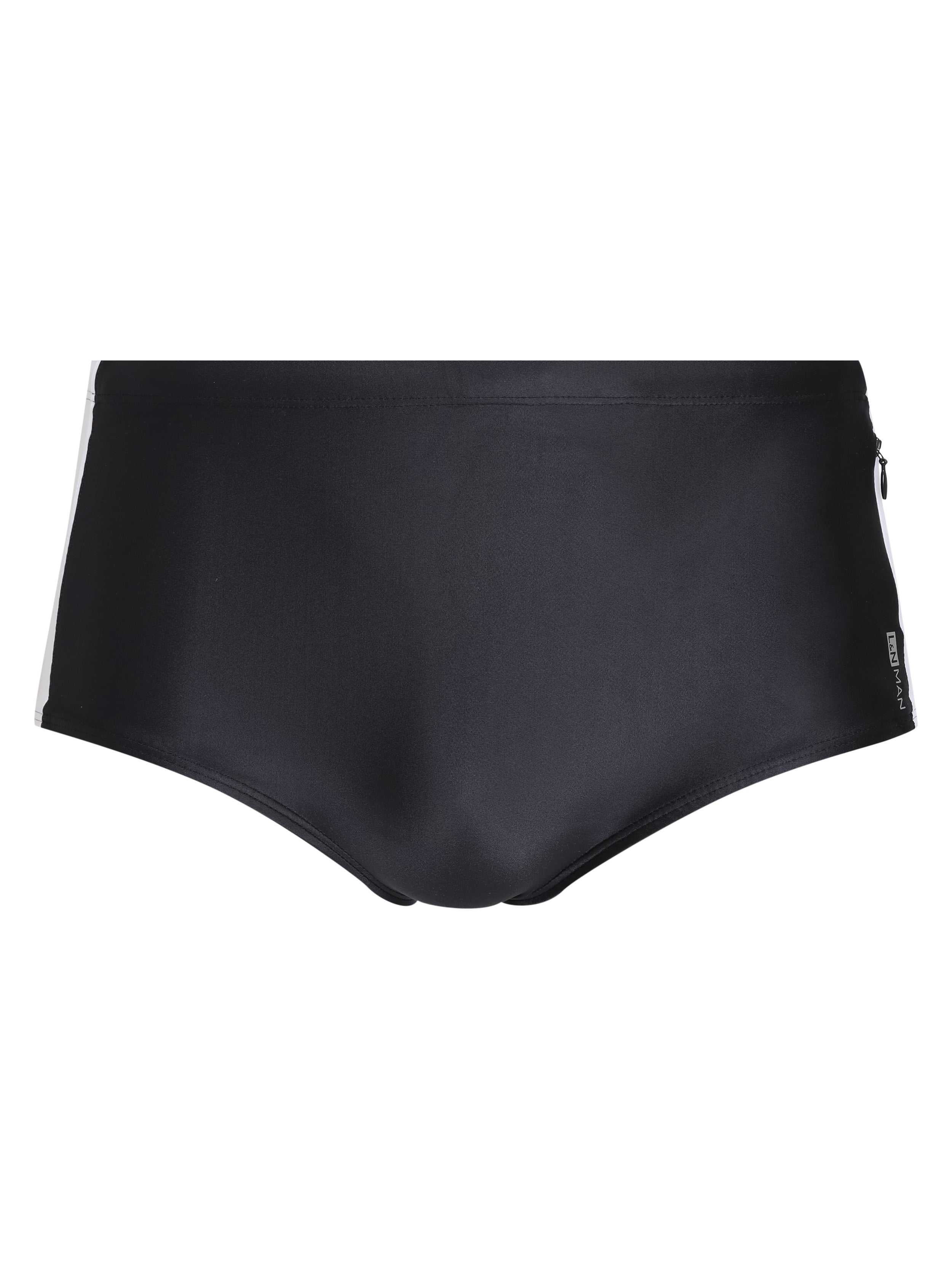 Lopes Black and White Plain Swim Trunks