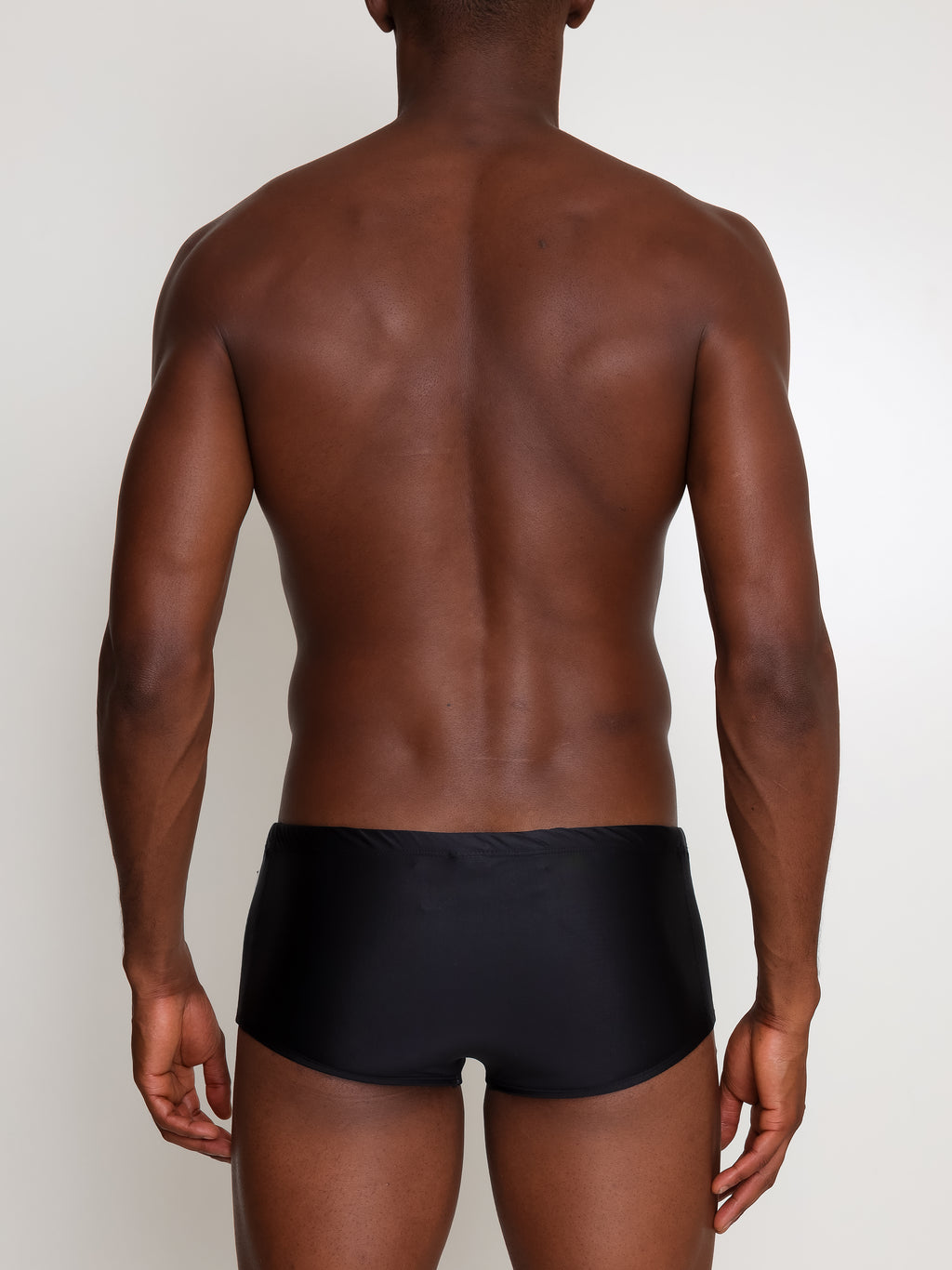 Lopes Black and White Plain Swim Trunks