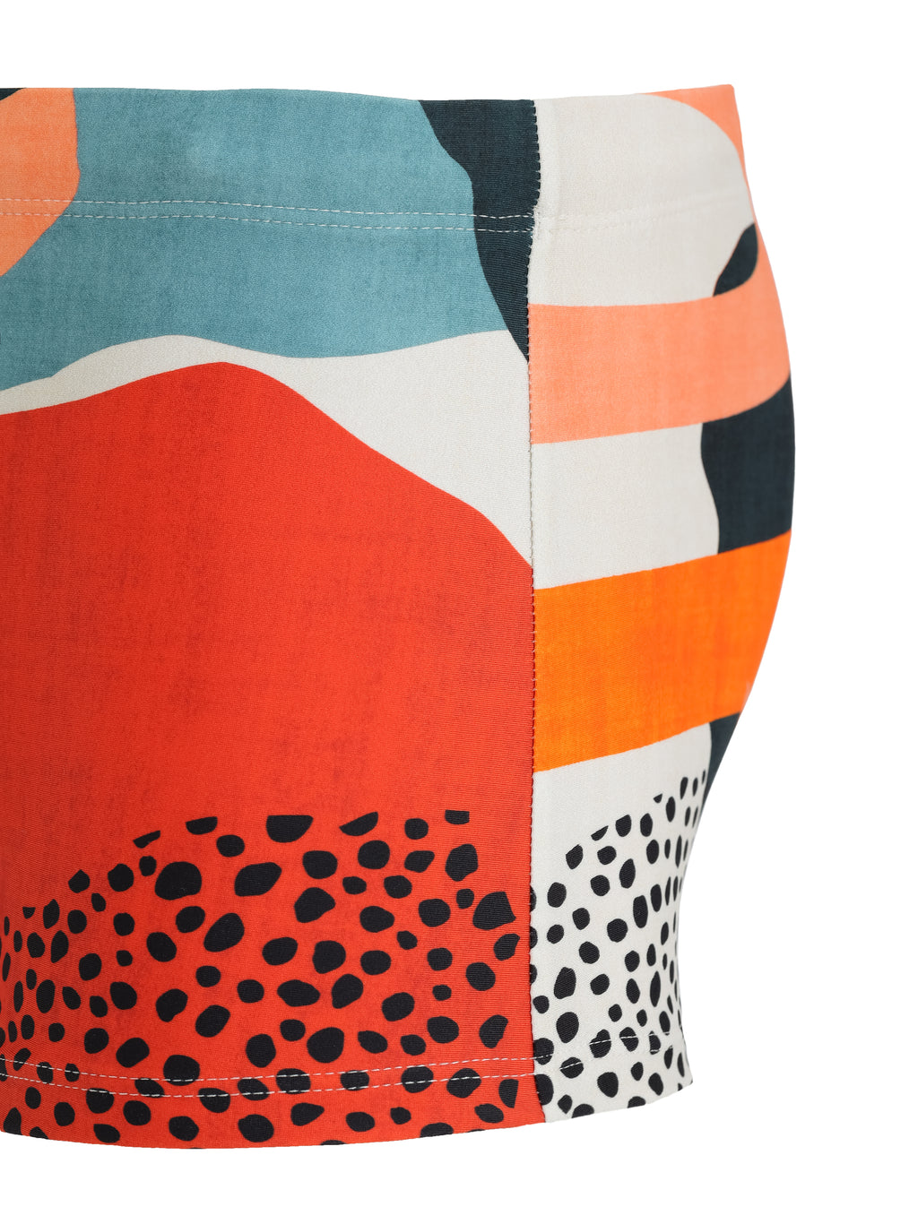 Tijuca Abstract-Print Striped 9-inch Sides Fitted Swimming Trunks