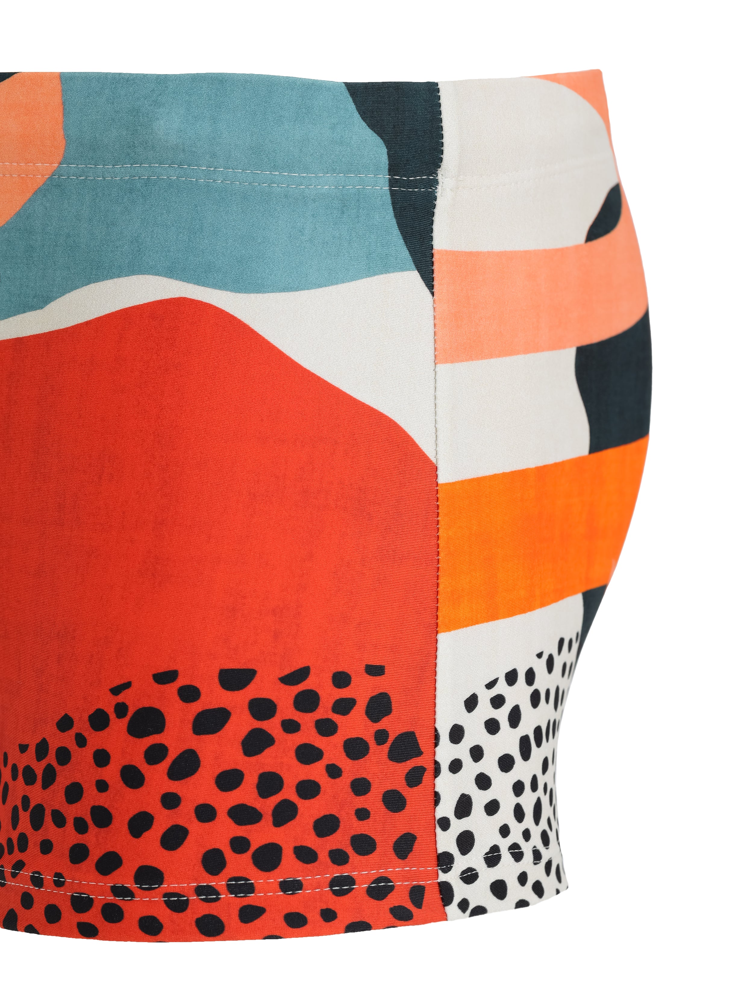 Tijuca Abstract-Print Striped 9-inch Sides Fitted Swimming Trunks