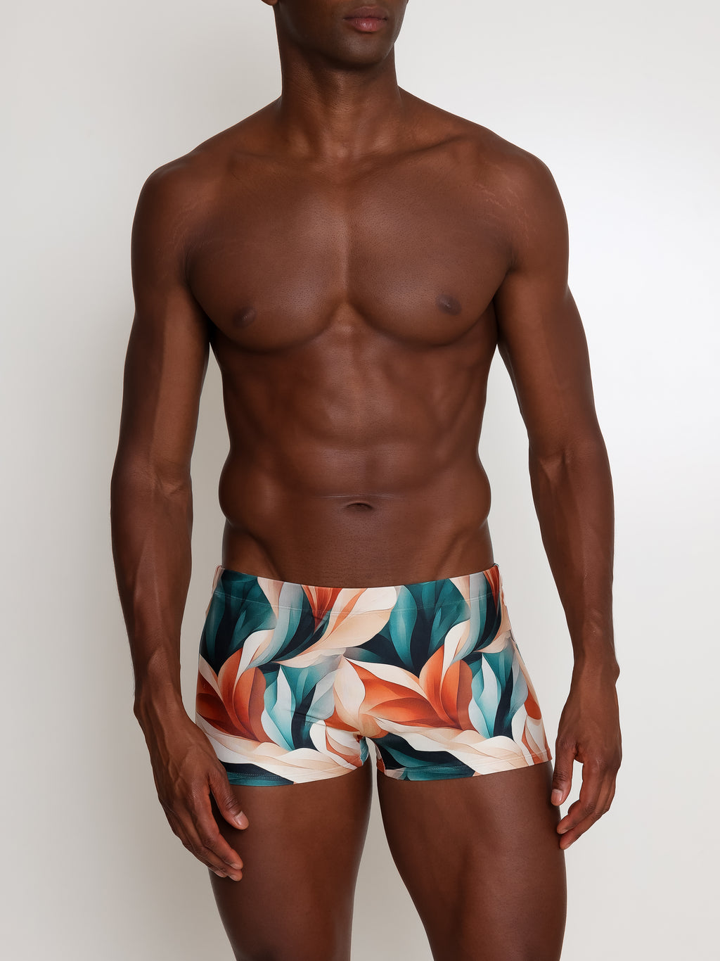 Tijuca Foliage-Print 9-inch Sides Fitted Swimming Trunks