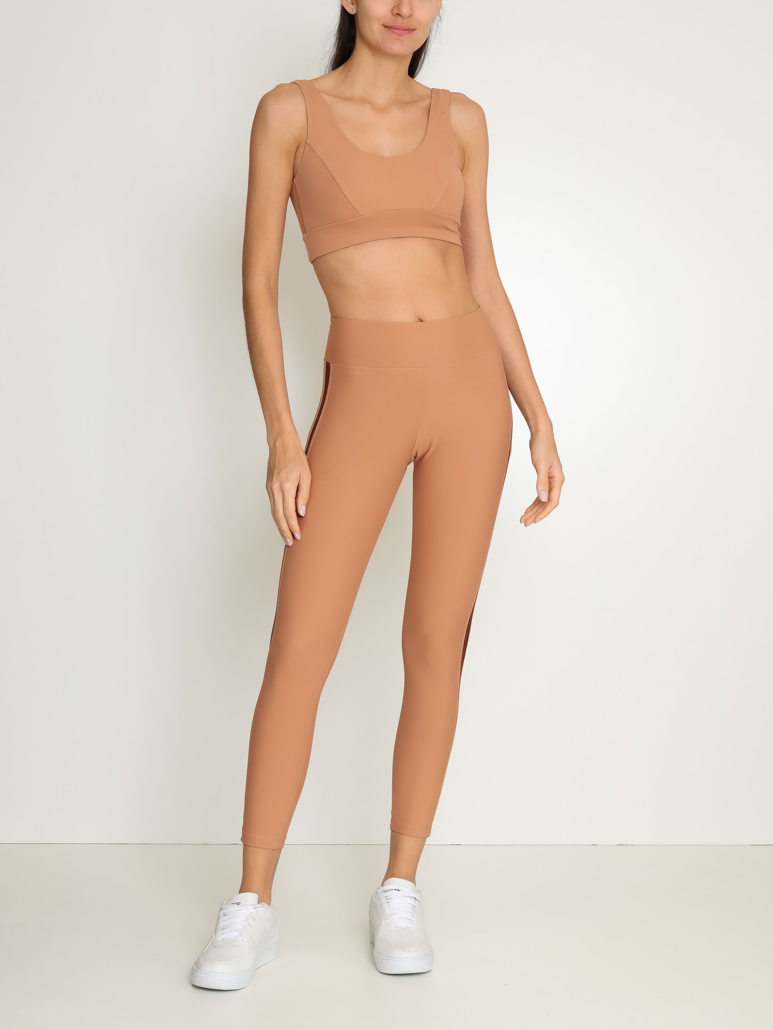Athletica Nude with Brown Stripe Detailing High-Rise Legging