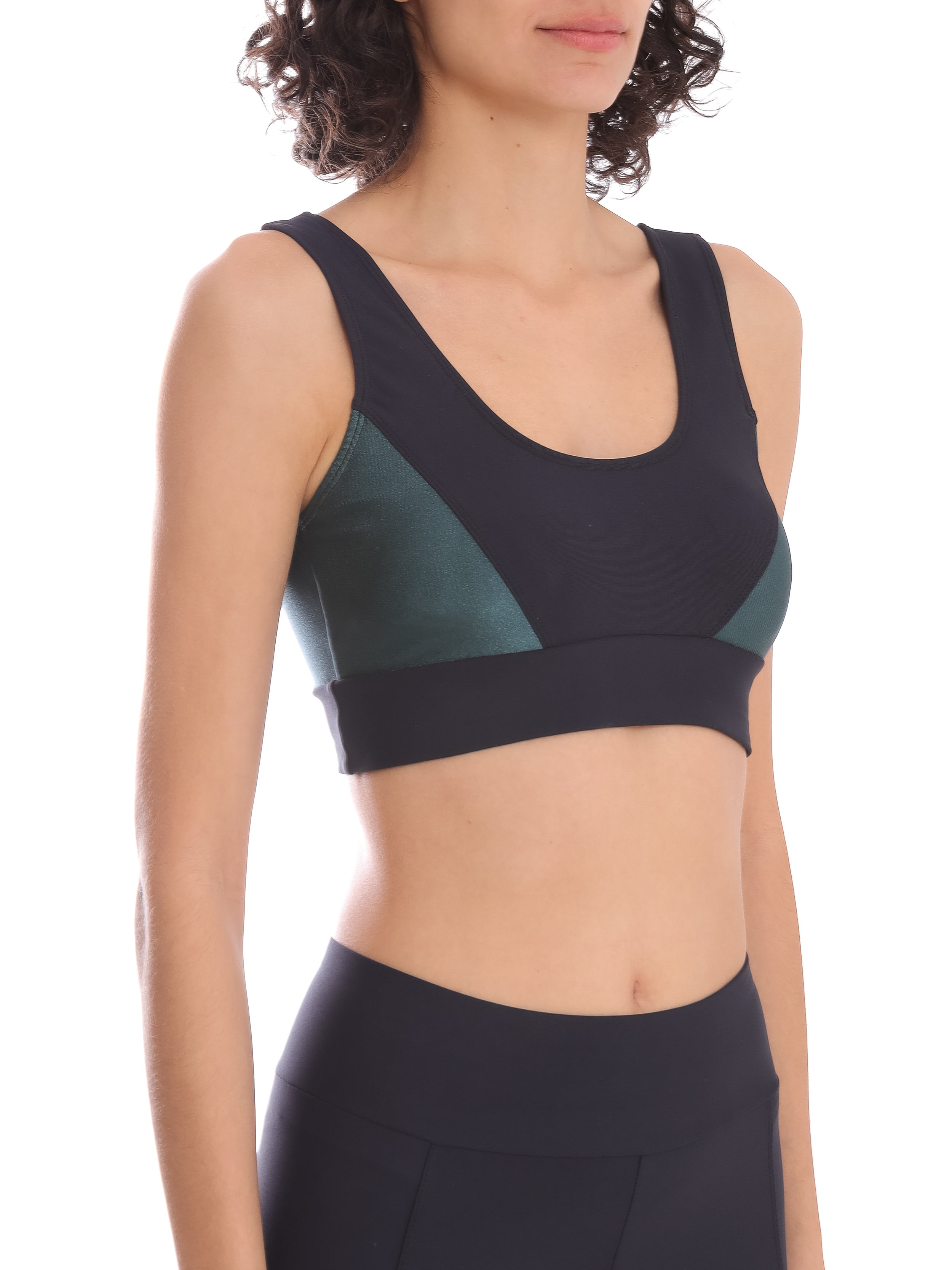 Flow Black Green High Support Sports Bra