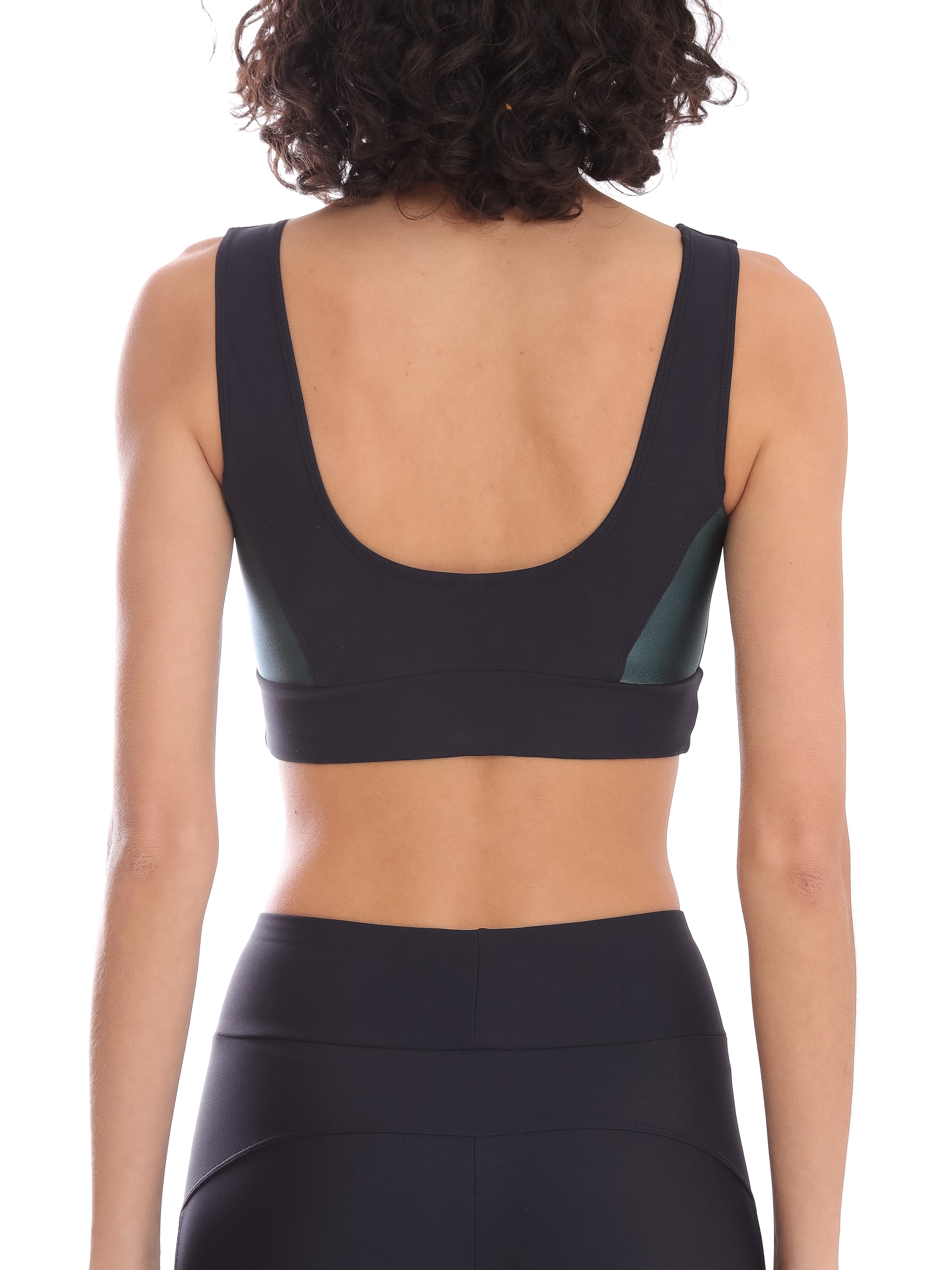 Flow Black Green High Support Sports Bra