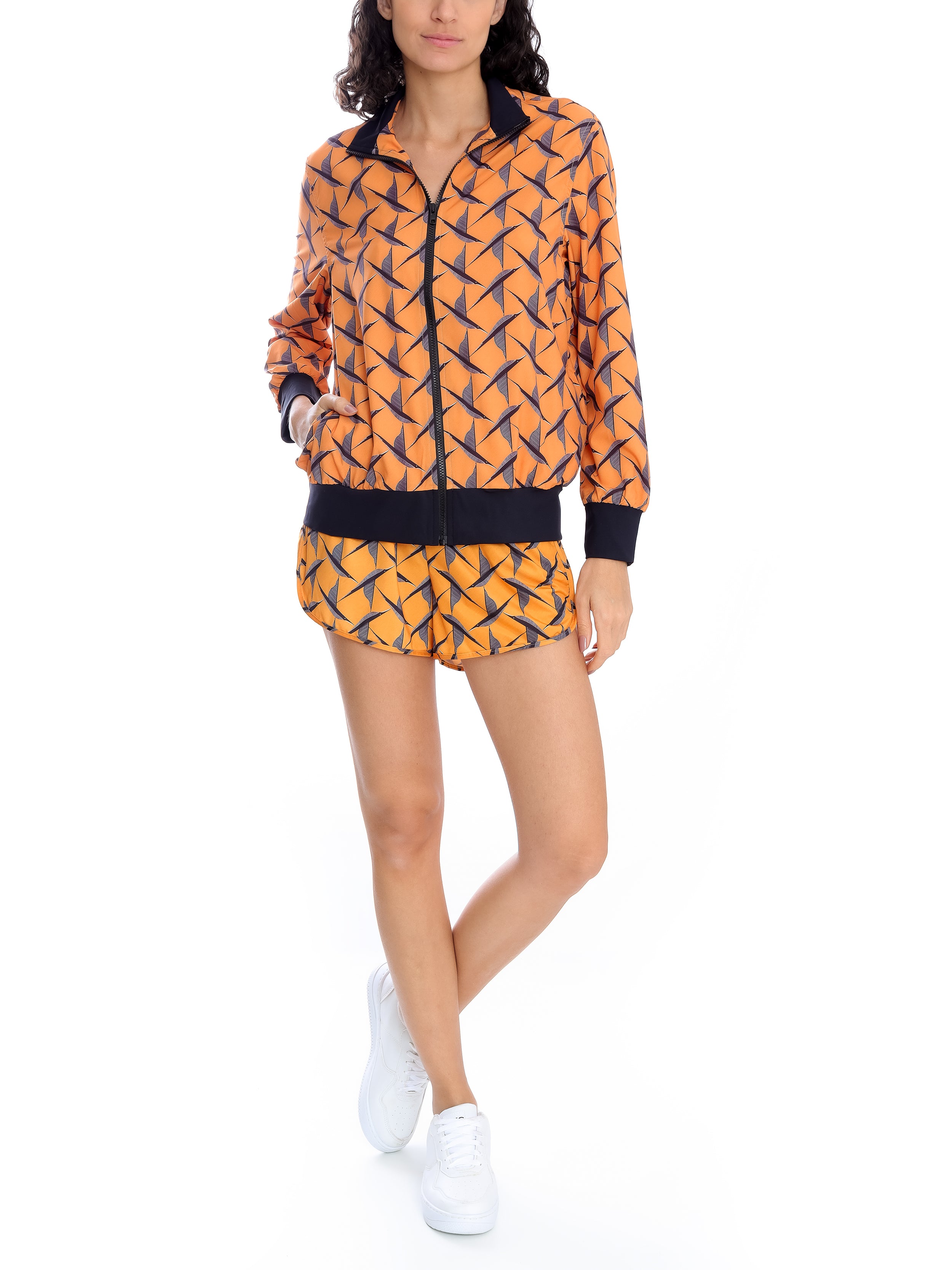 Lee Bird Print Striped Shorts Caatinga