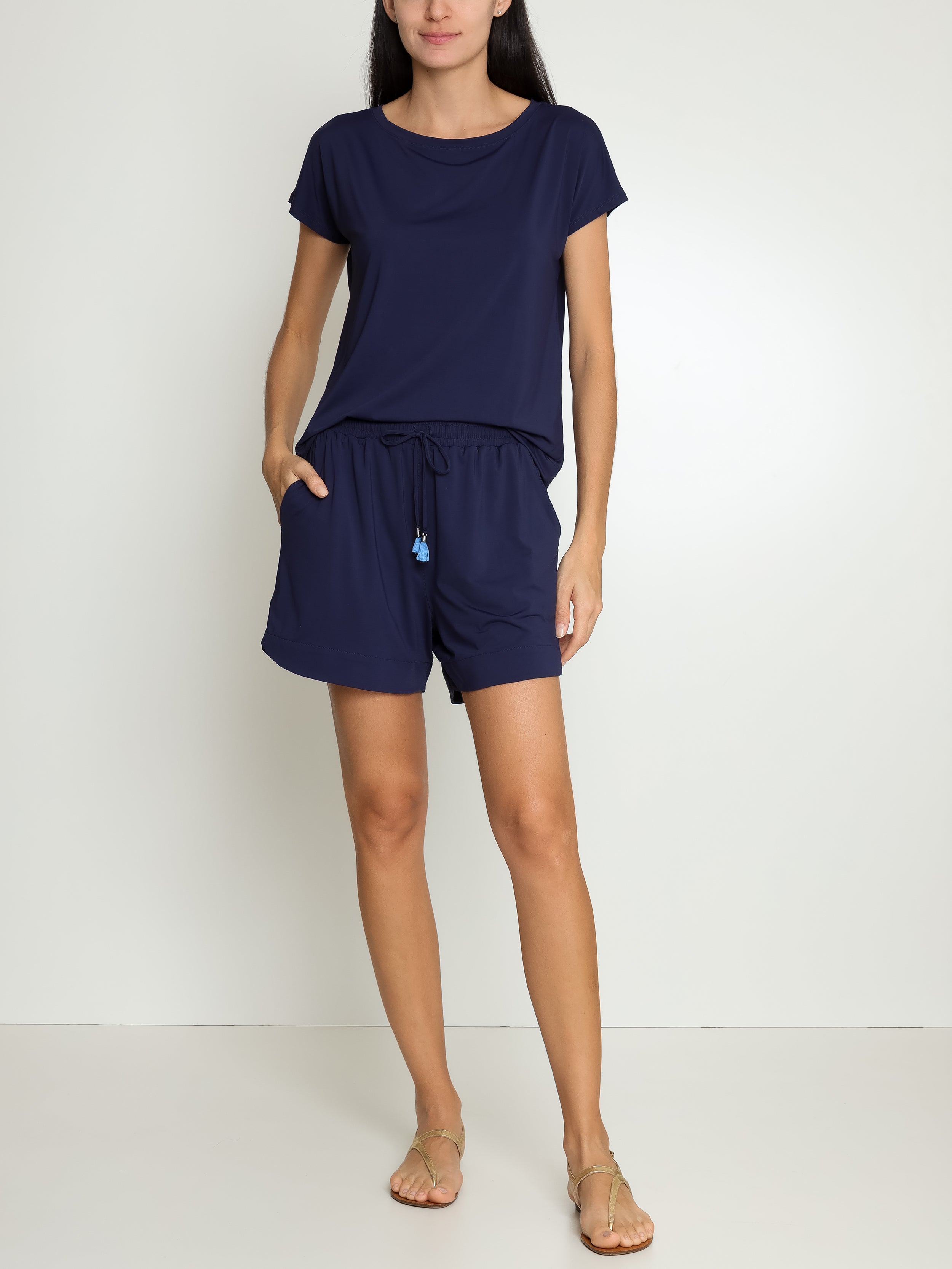 Cannes Blue Plain Shorts