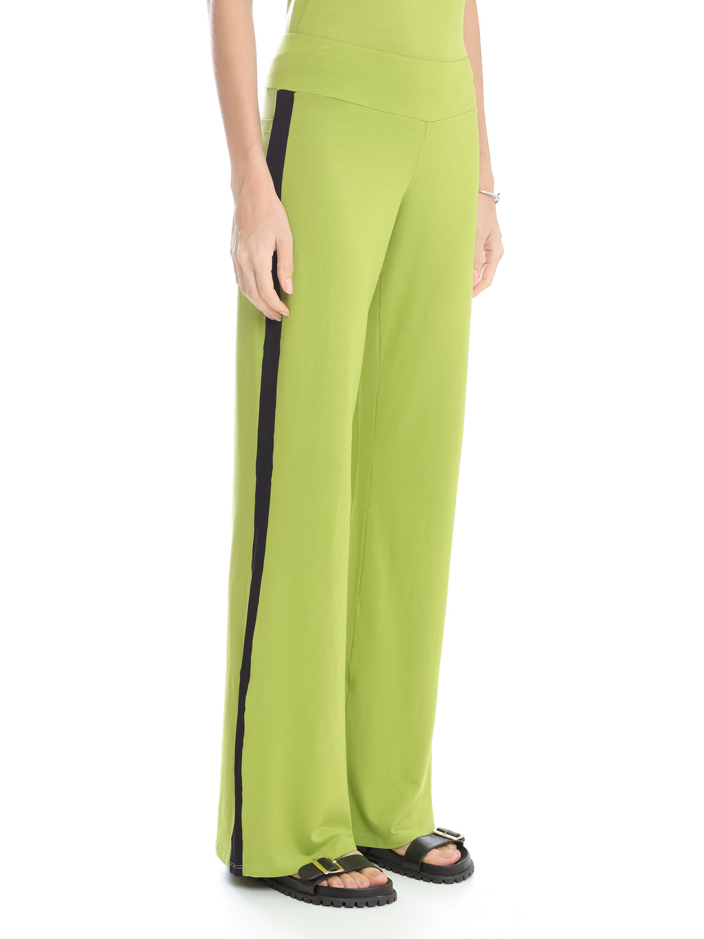 Saira Green Plain Pants With Side Stripes