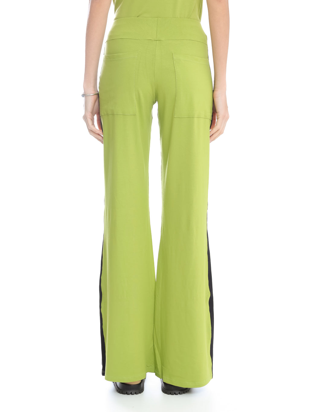 Saira Green Plain Pants With Side Stripes