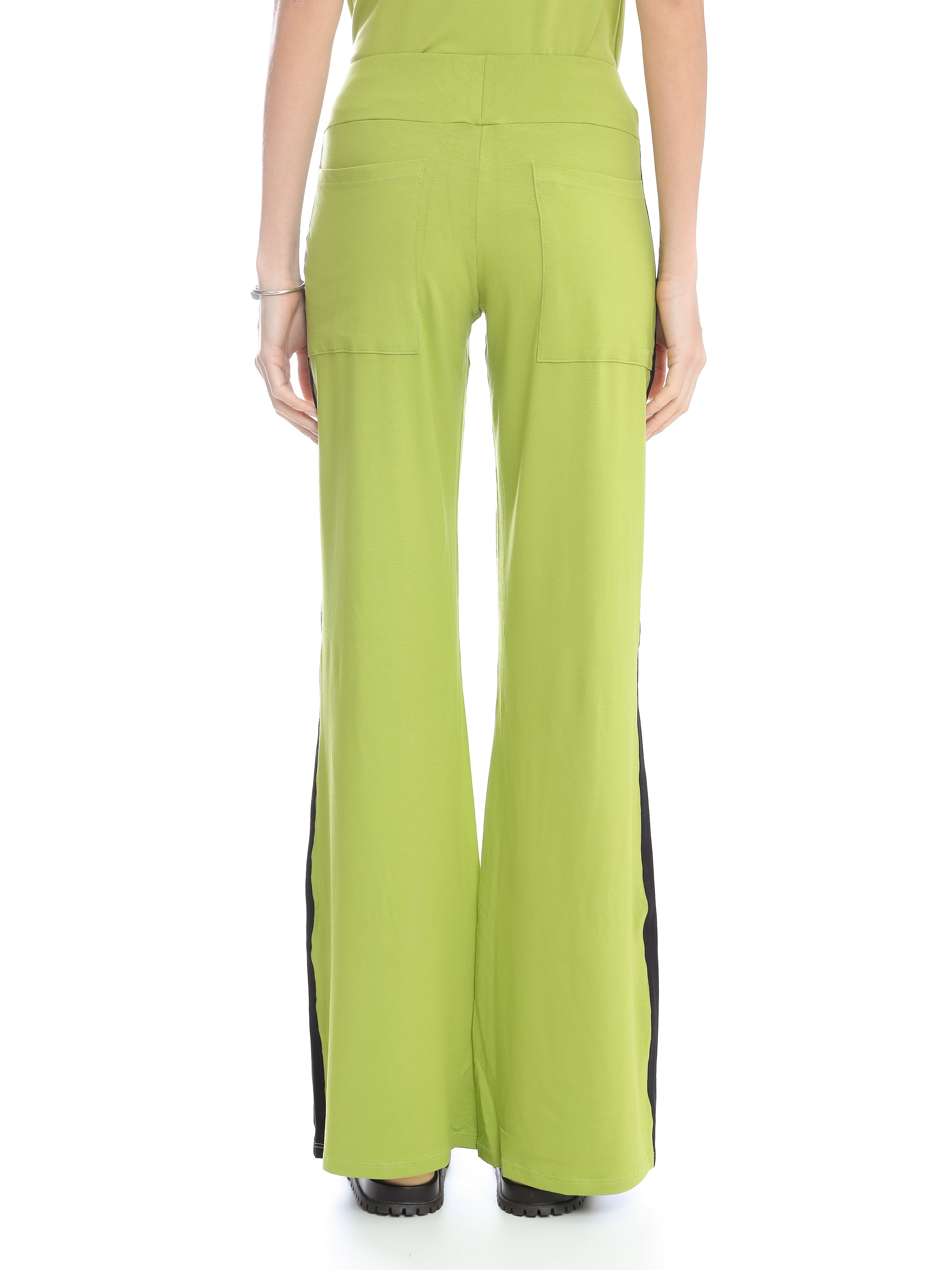 Saira Green Plain Pants With Side Stripes