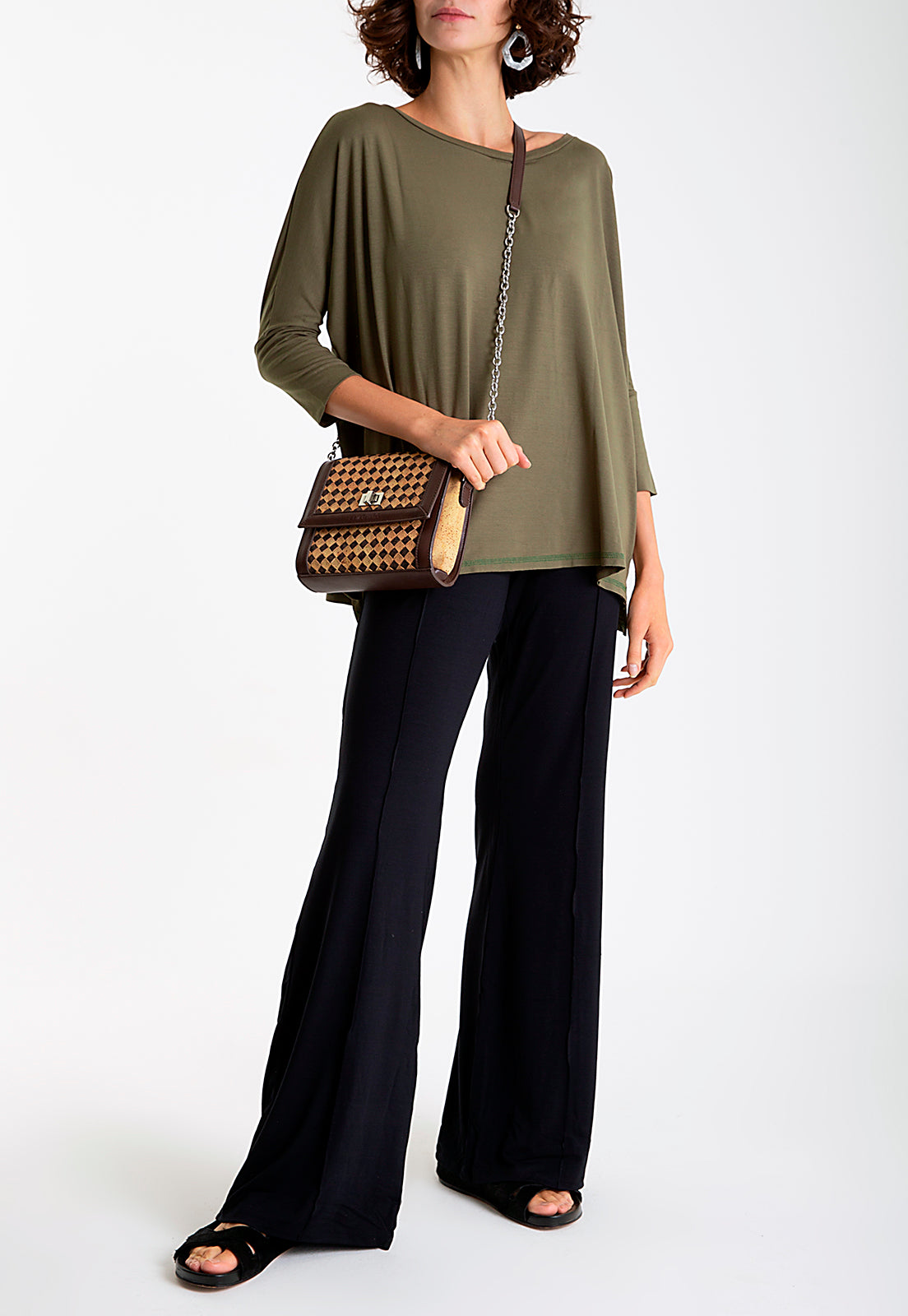 Pelican Black Plain Solid Flare Pants