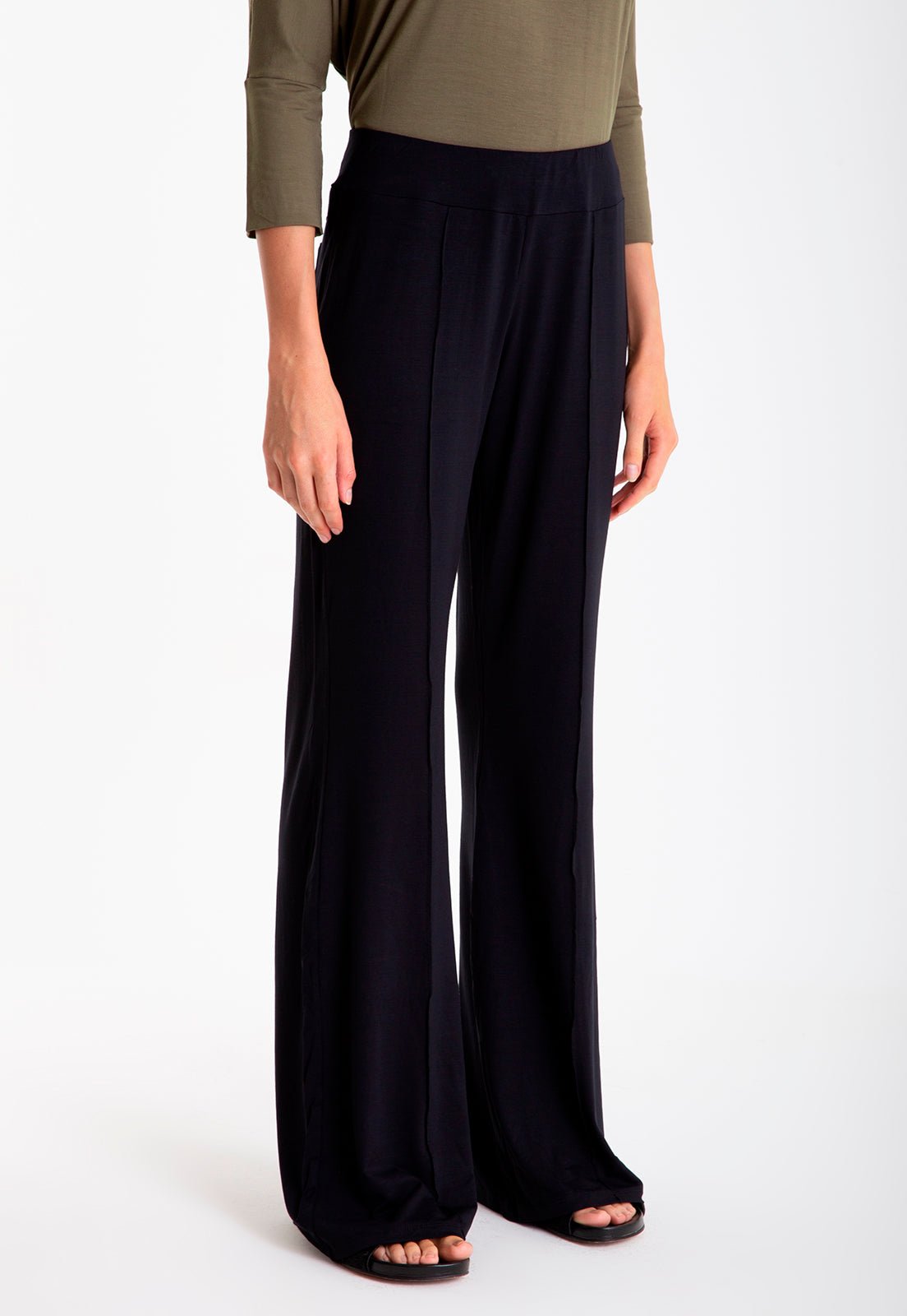 Pelican Black Plain Solid Flare Pants