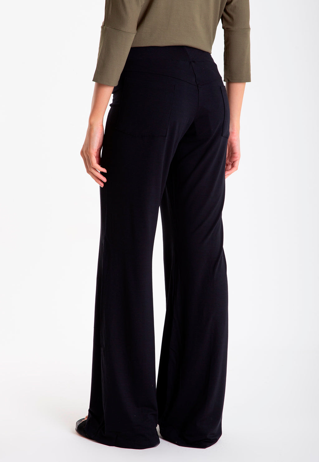 Pelican Black Plain Solid Flare Pants