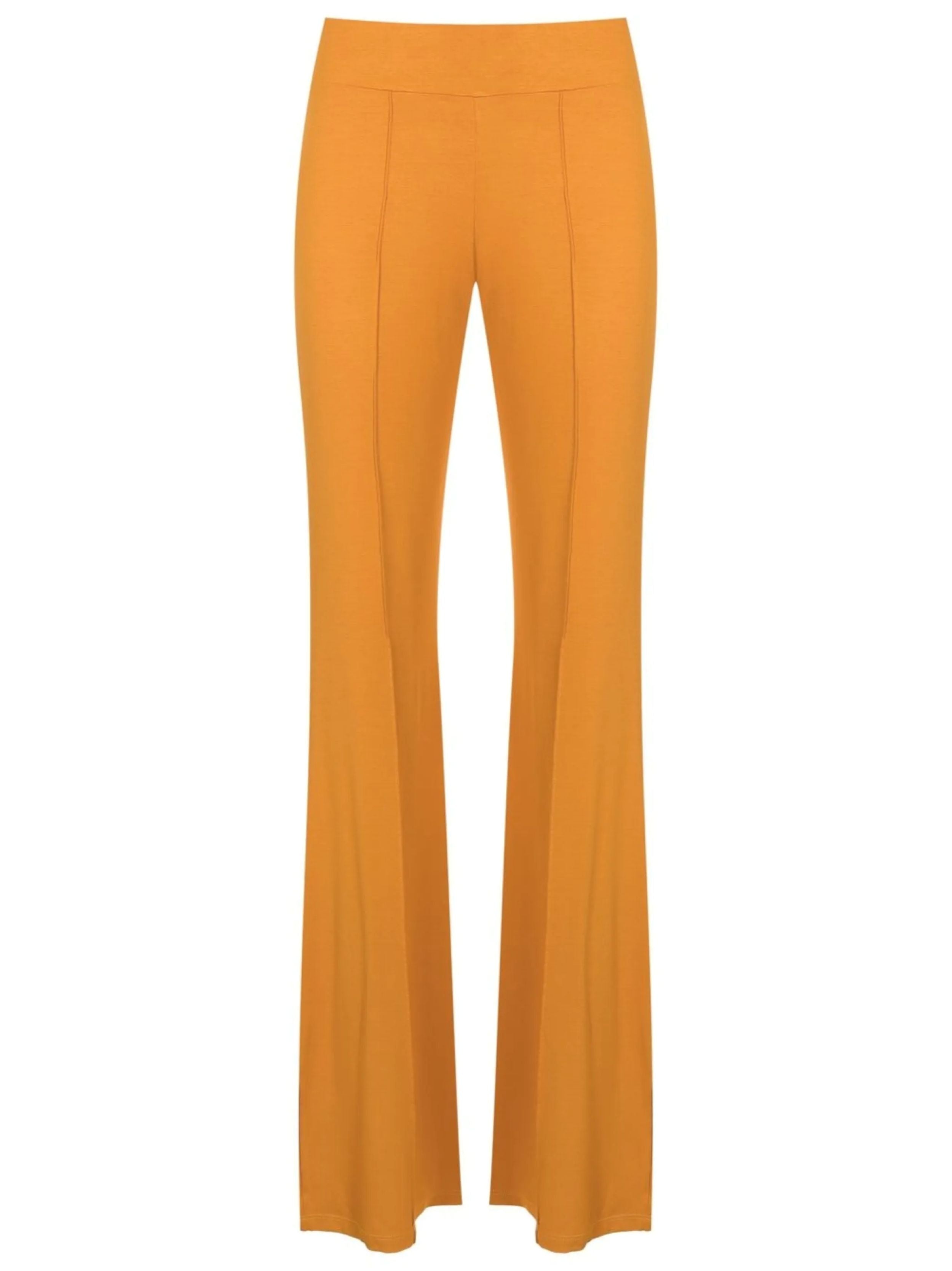 Pelican Mustard Yellow Solid Flare Pants