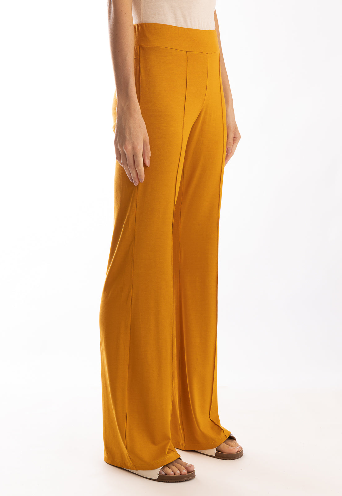 Pelican Mustard Yellow Solid Flare Pants