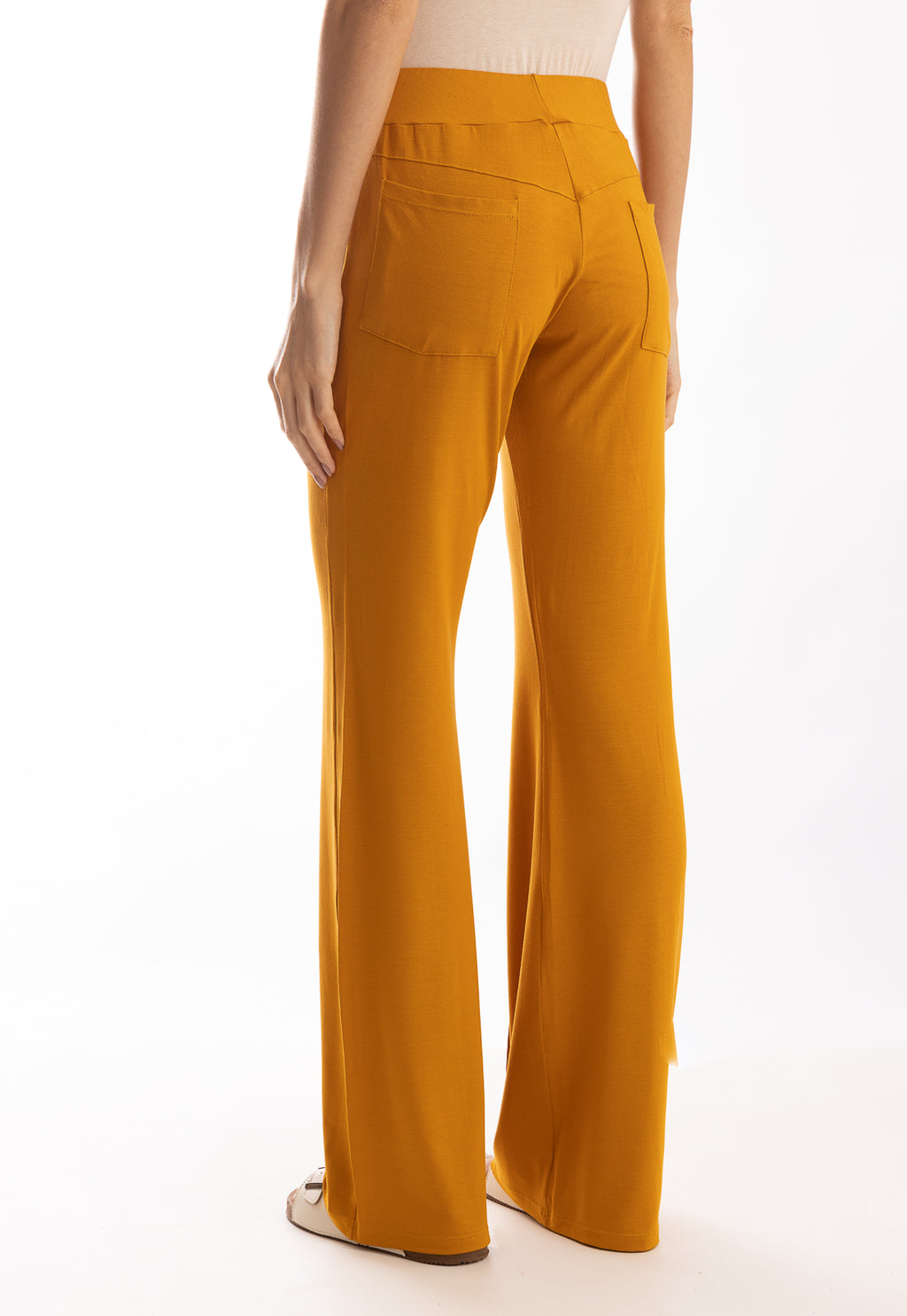 Pelican Mustard Yellow Solid Flare Pants