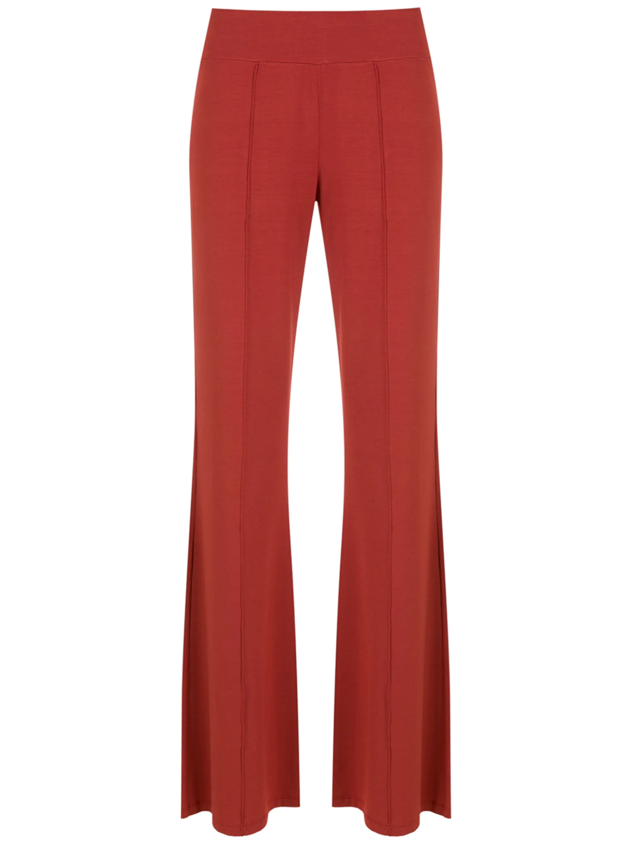 Pelican Red Plain Solid Flare Pants