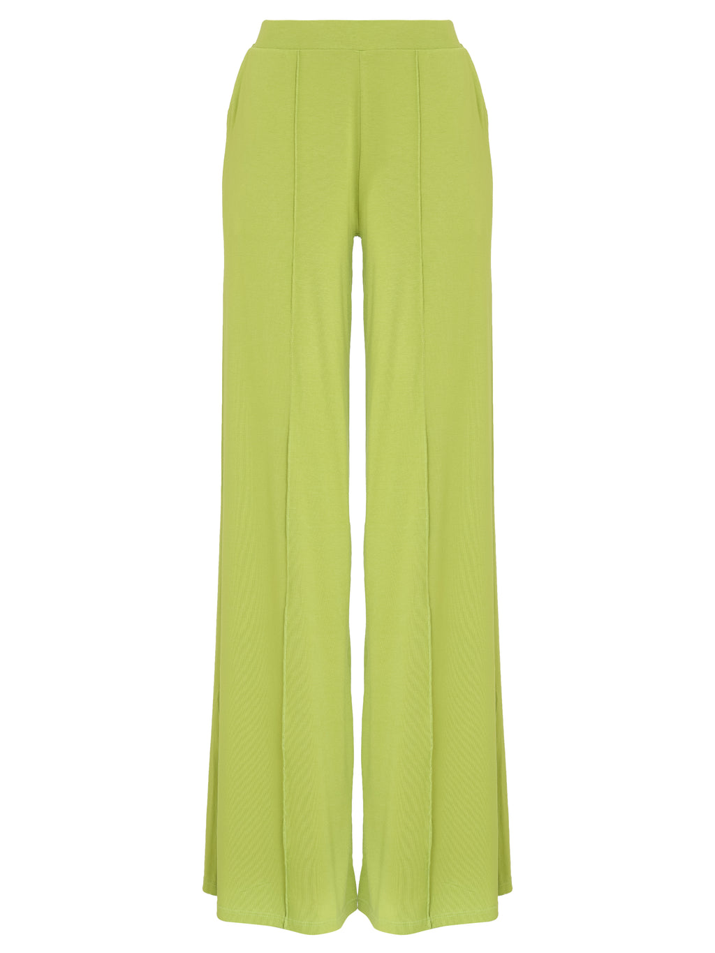 Pelican Green Plain Solid Flare Pants