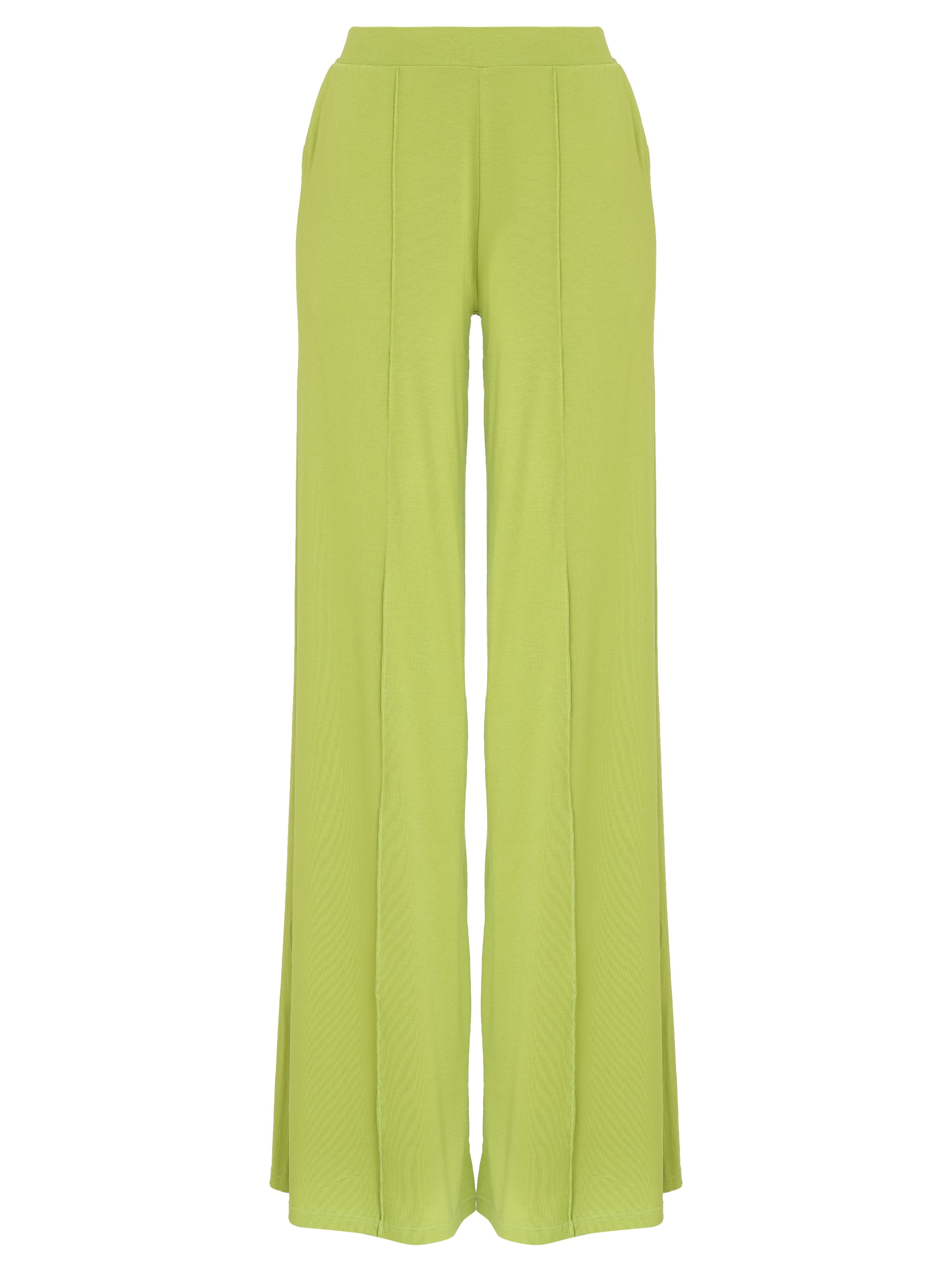 Pelican Green Plain Solid Flare Pants