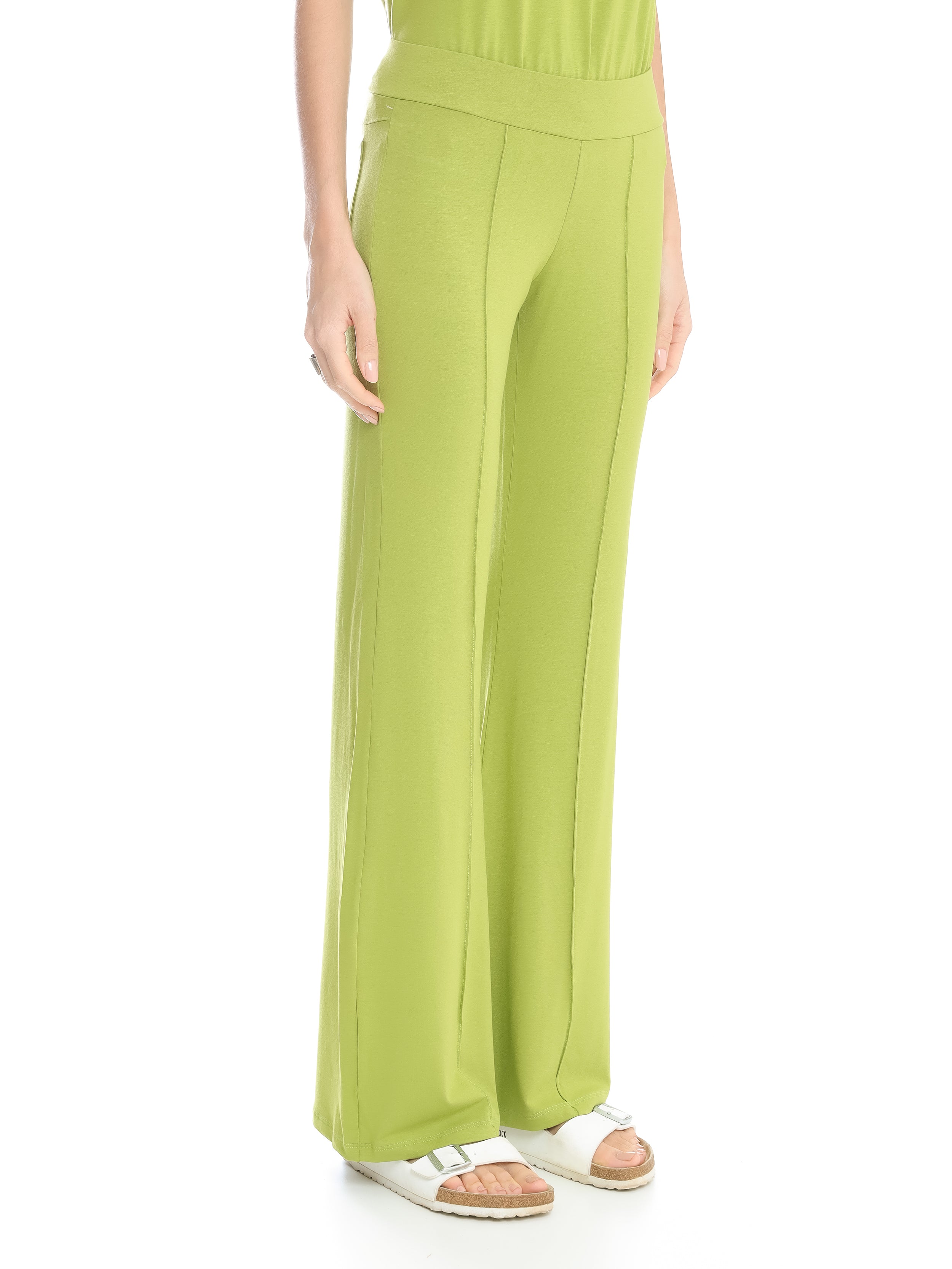 Pelican Green Plain Solid Flare Pants