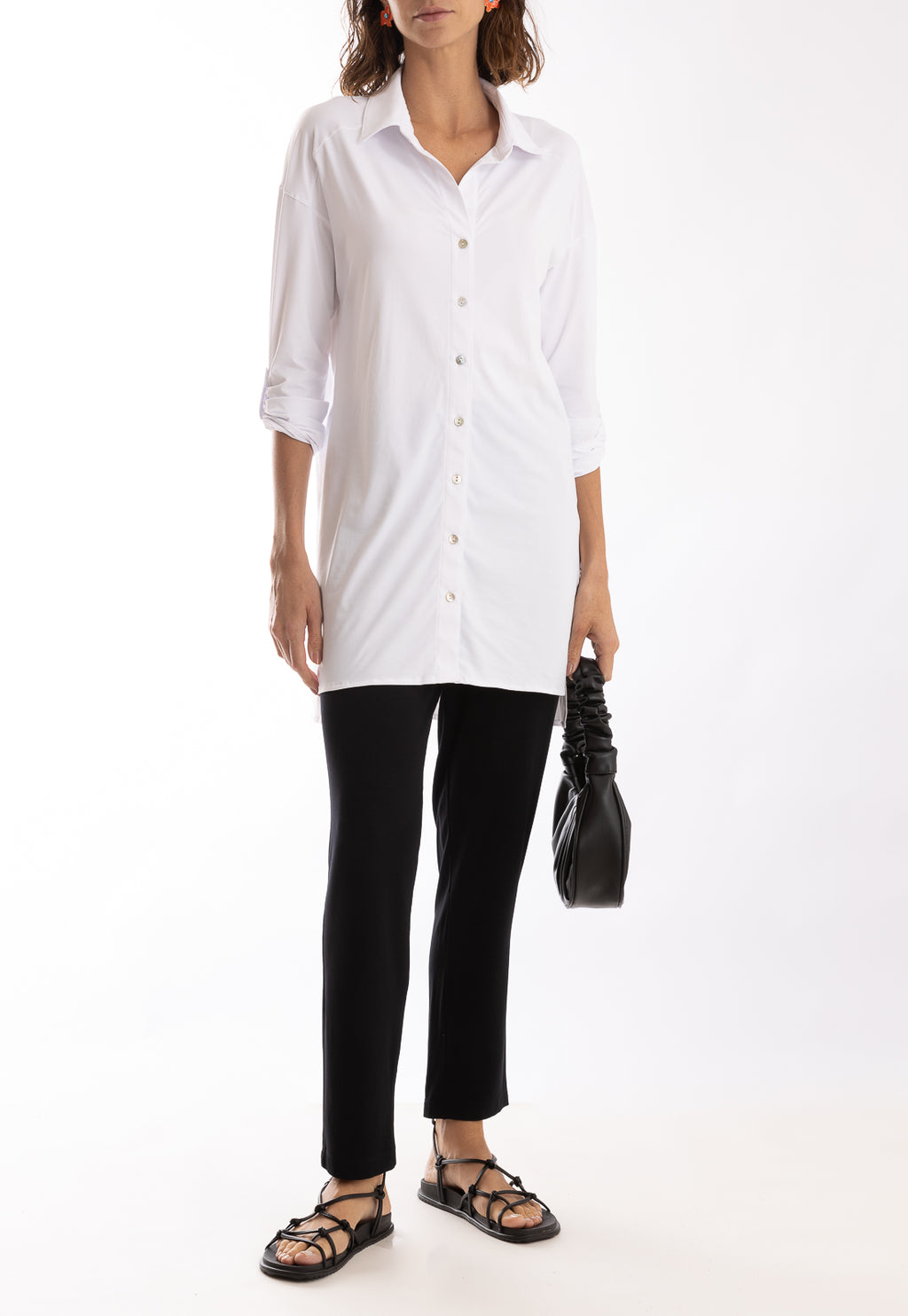 Grua Black Plain Pants Elasticated-Waist Trousers