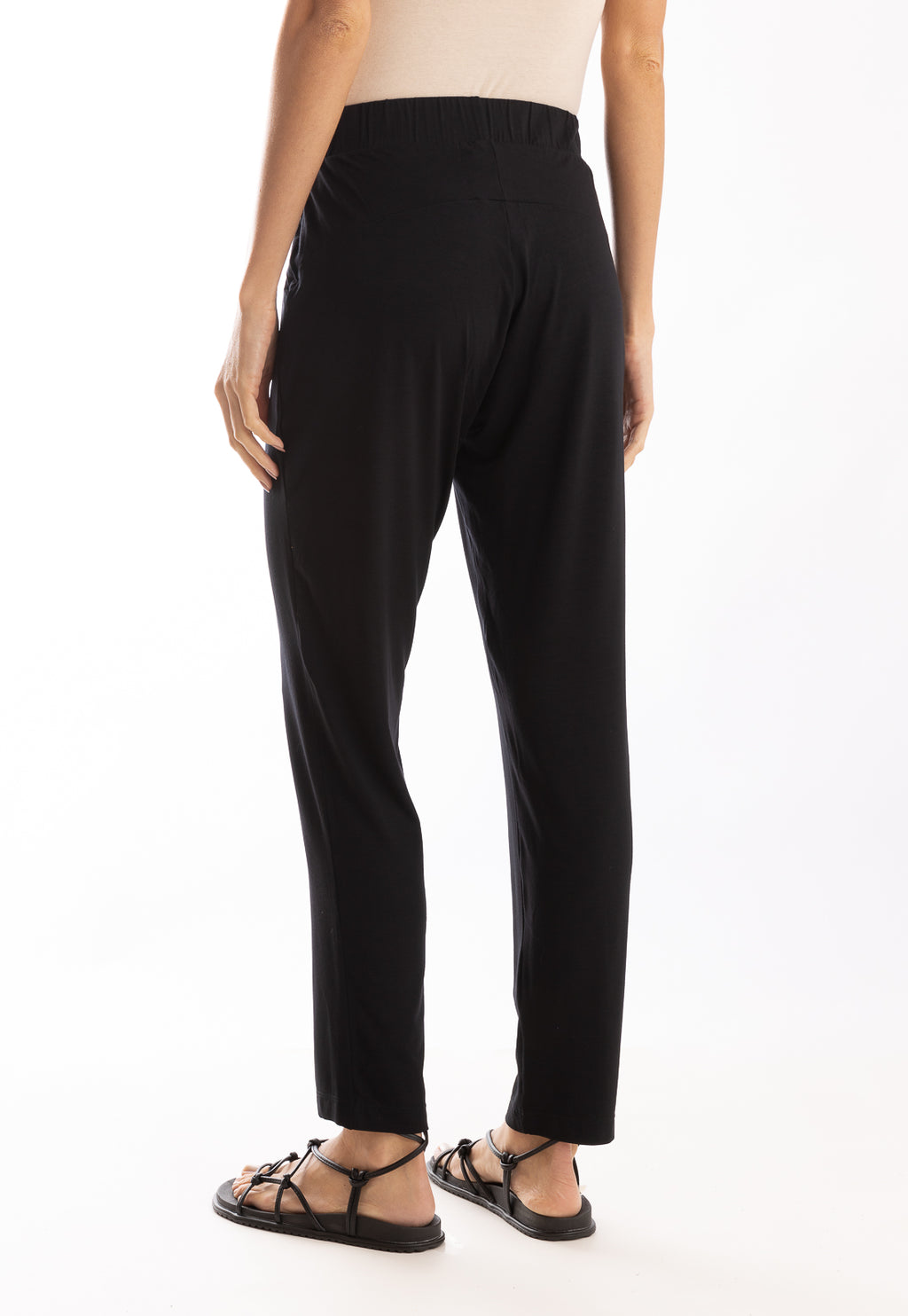 Grua Black Plain Pants Elasticated-Waist Trousers
