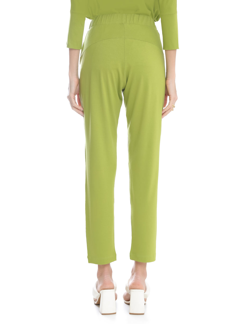 Grua Green Plain Pants Elasticated-Waist Trousers