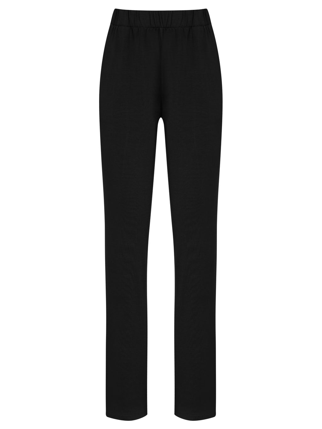 Cardeal Black Plain Pants Elasticated-Waist Trousers