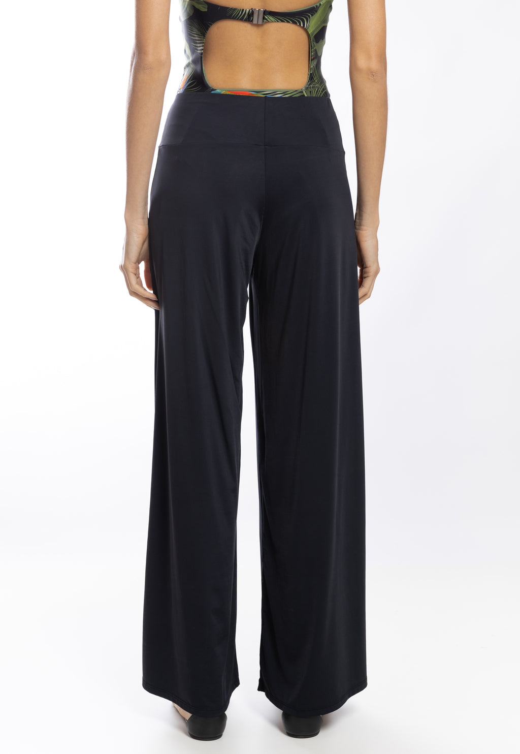 Gardens Black Plain High-Waisted Palazzo Pants