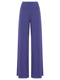 Gardens Purple Plain High-Waisted Palazzo Pants