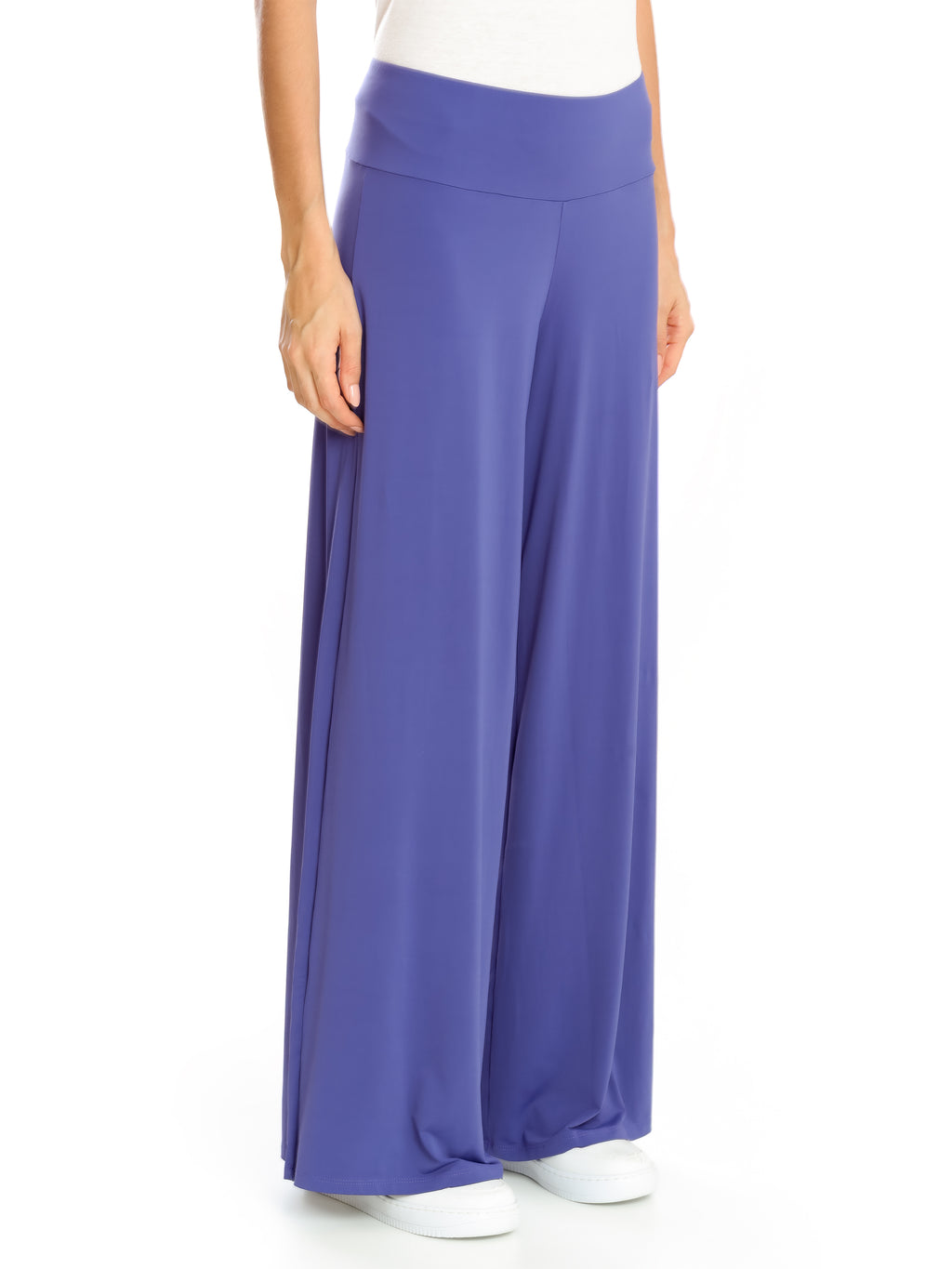 Gardens Purple Plain High-Waisted Palazzo Pants