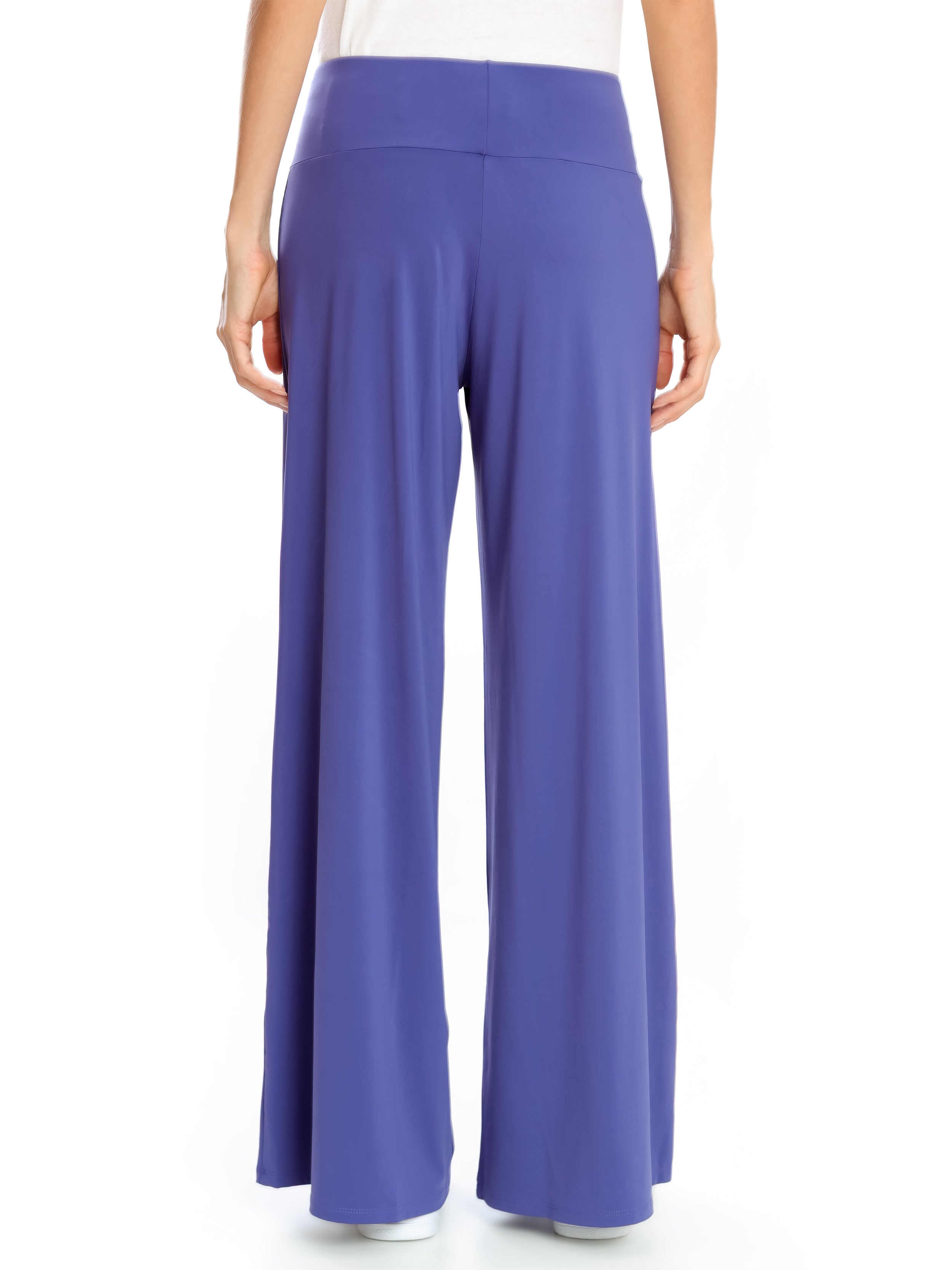 Gardens Purple Plain High-Waisted Palazzo Pants