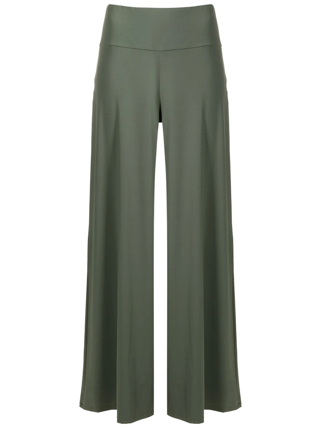 Gardens Green Plain High-Waisted Palazzo Pants
