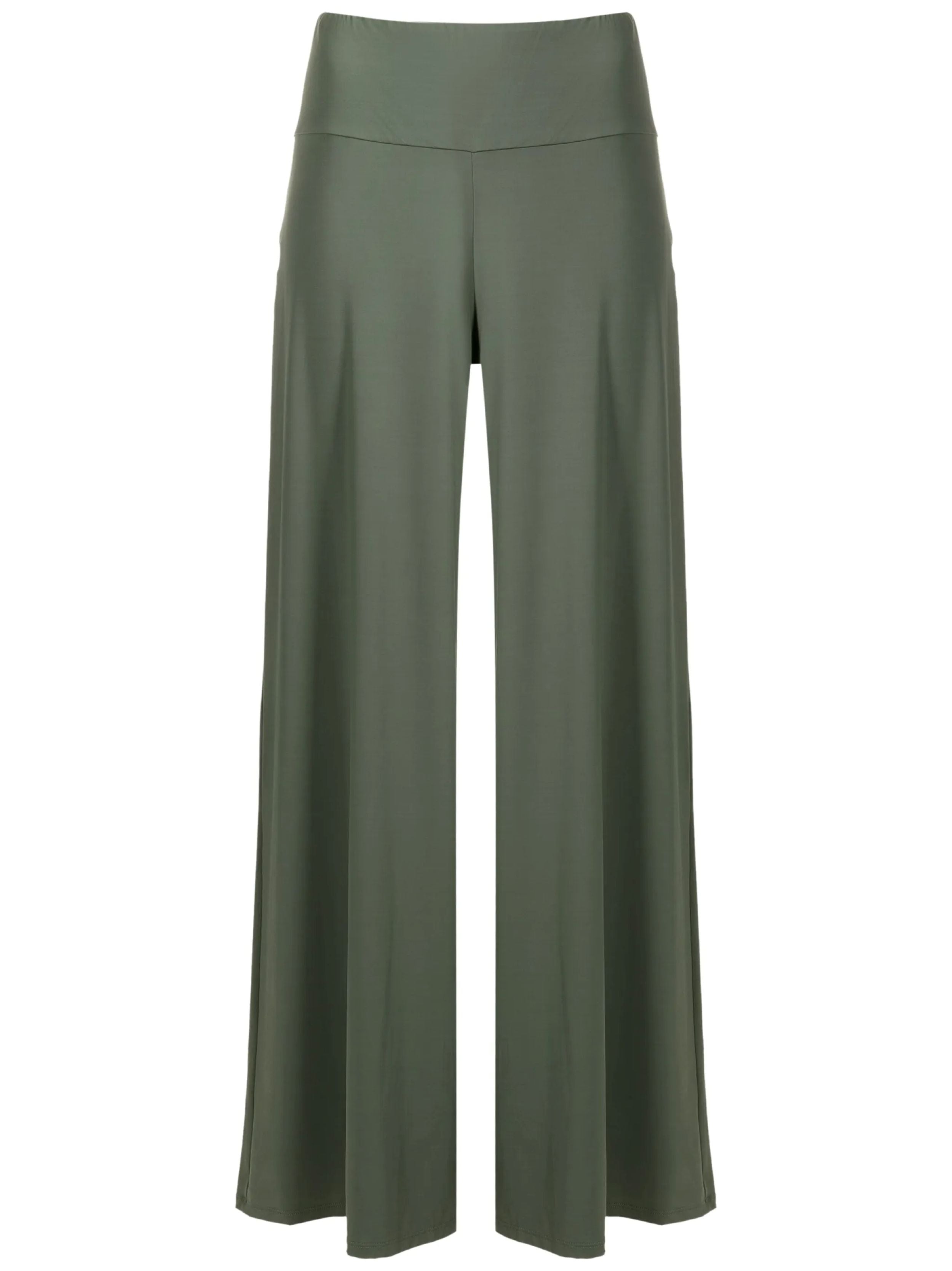 Gardens Green Plain High-Waisted Palazzo Pants
