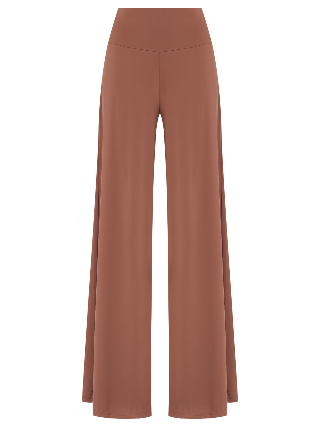 Gardens Brown Plain High-Waisted Palazzo Pants