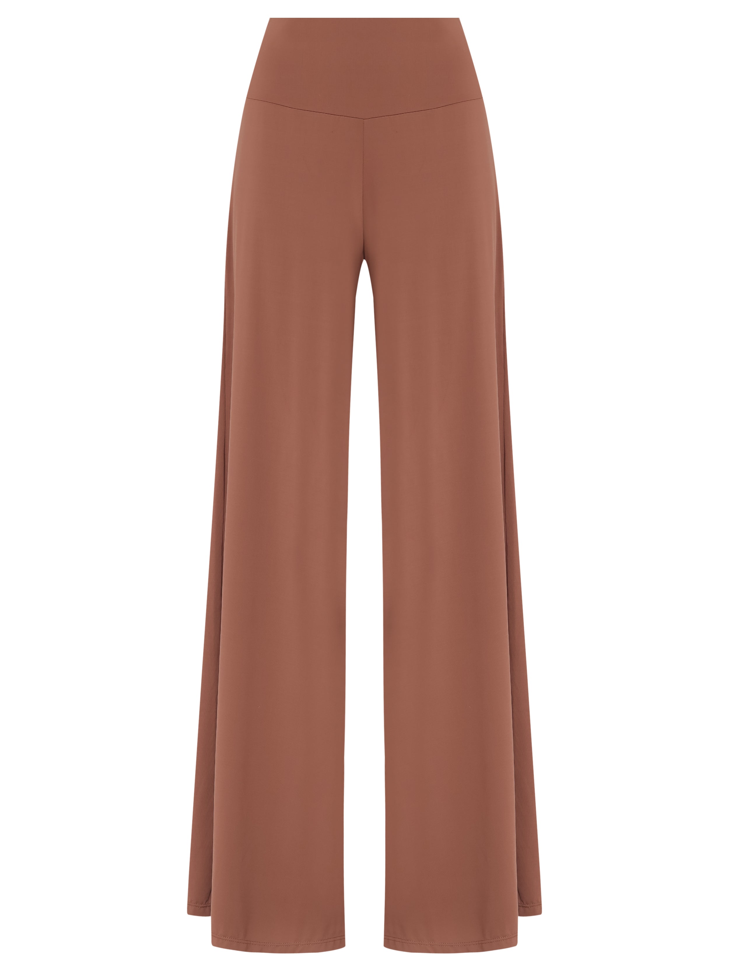 Gardens Brown Plain High-Waisted Palazzo Pants