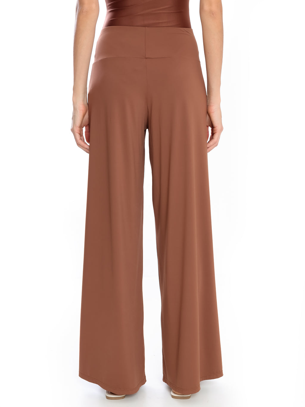 Gardens Brown Plain High-Waisted Palazzo Pants