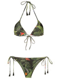 Maya Foliage-Print Tassel Detailing Triangle Bikini Set