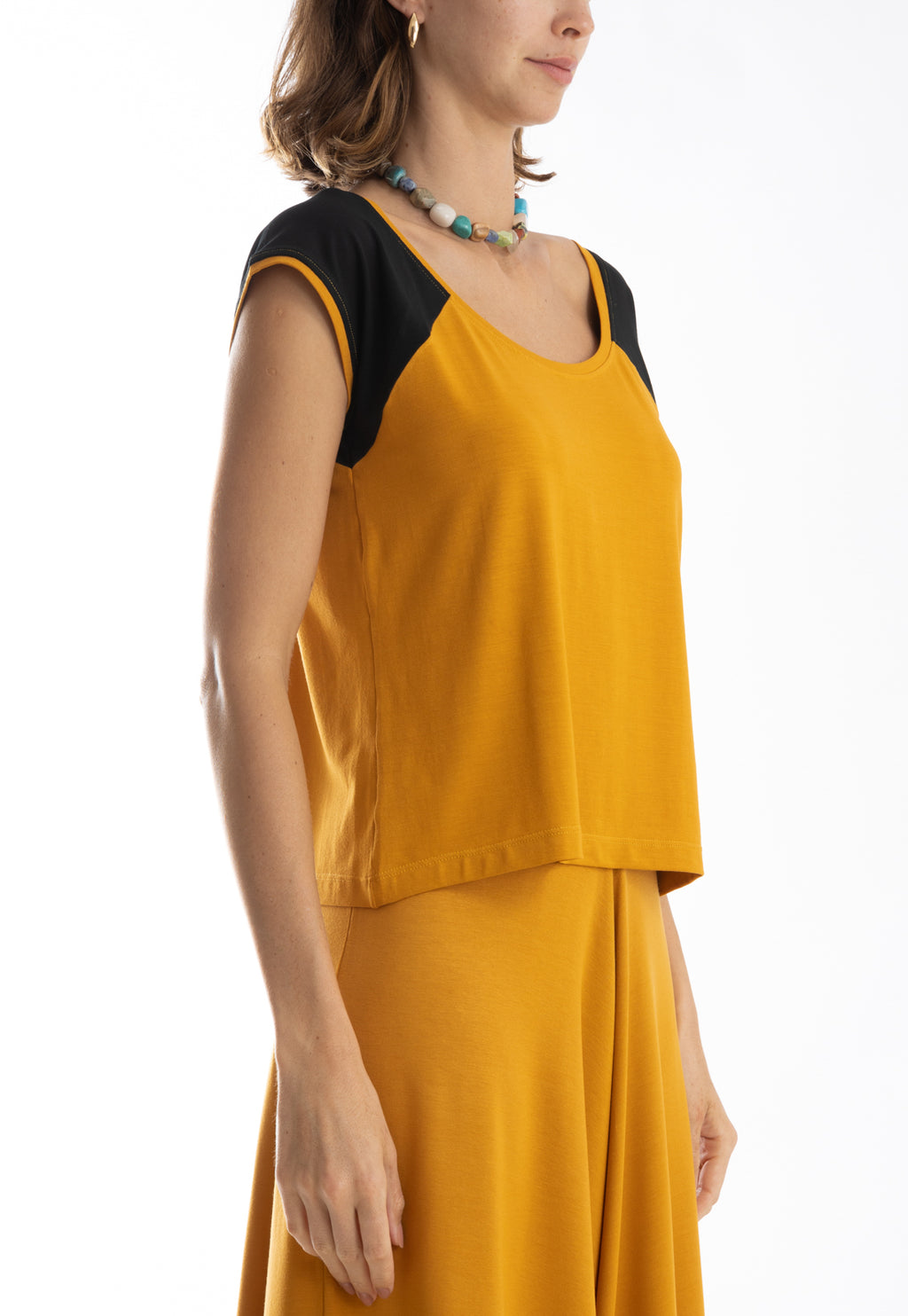 Bigua Yellow Mustard Plain Raglan-Sleeve T-Shirt