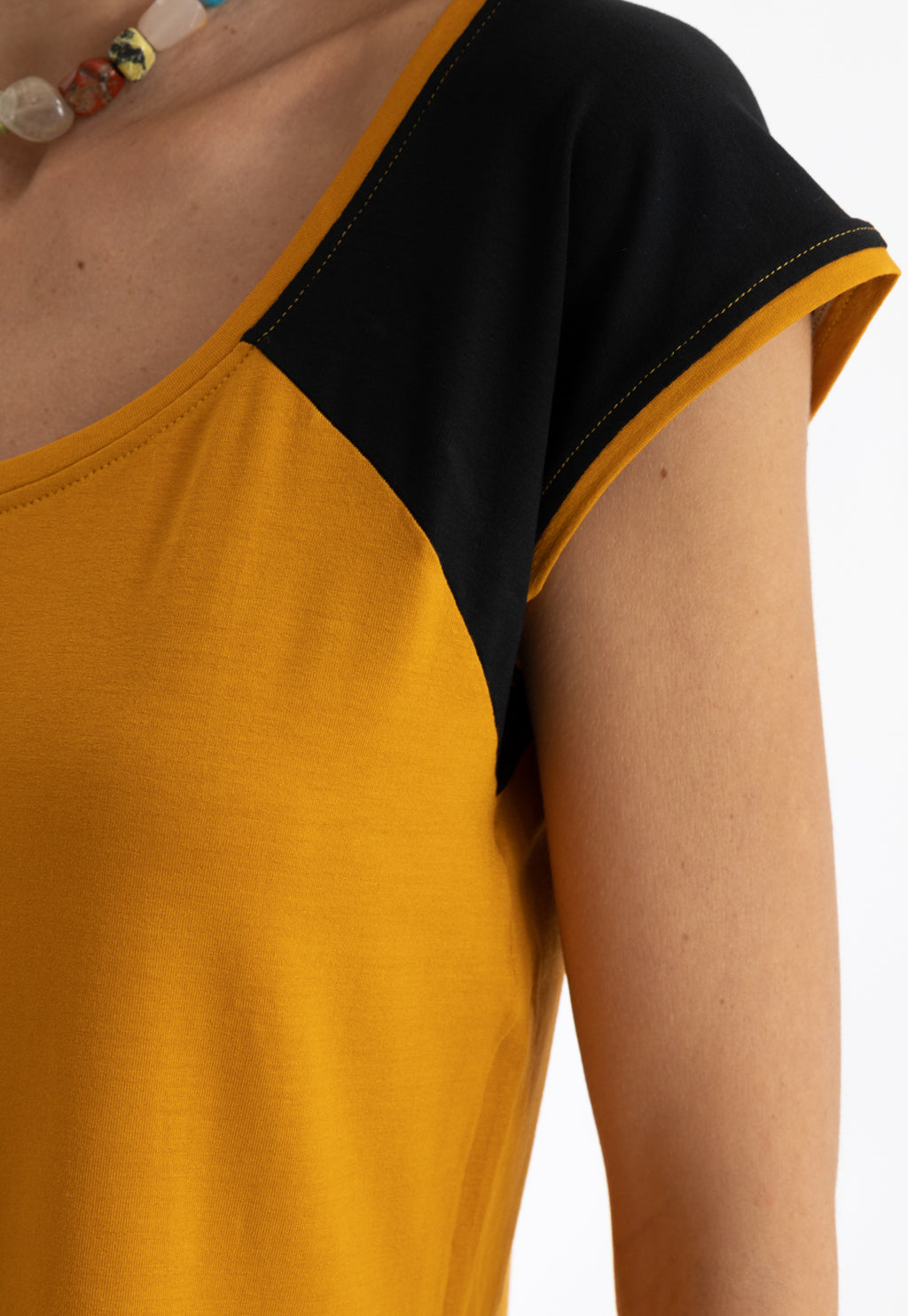 Bigua Yellow Mustard Plain Raglan-Sleeve T-Shirt