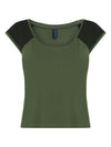 Bigua Military Green Plain Raglan-Sleeve T-Shirt