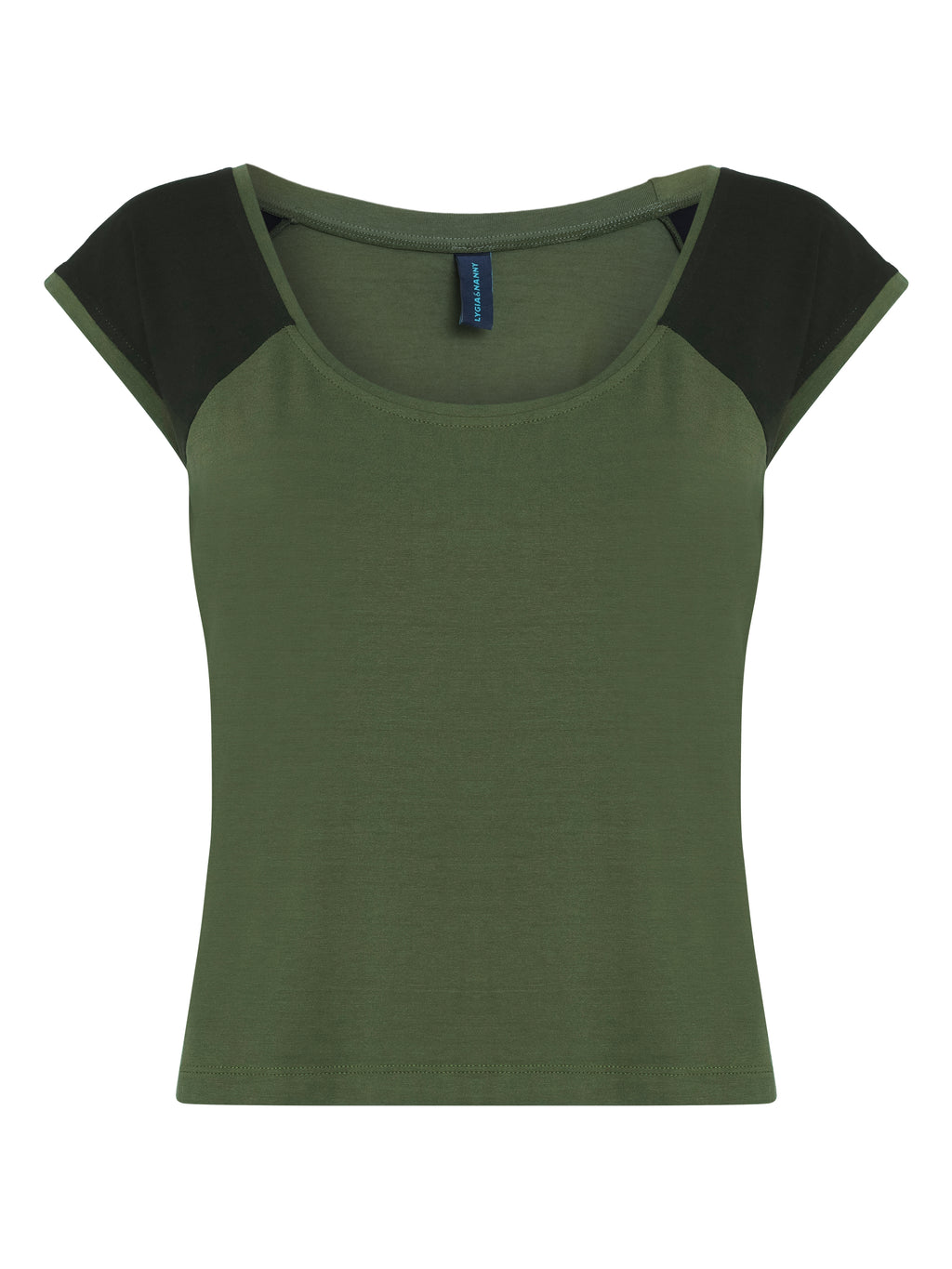 Bigua Military Green Plain Raglan-Sleeve T-Shirt