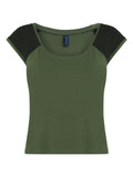 Bigua Military Green Plain Raglan-Sleeve T-Shirt