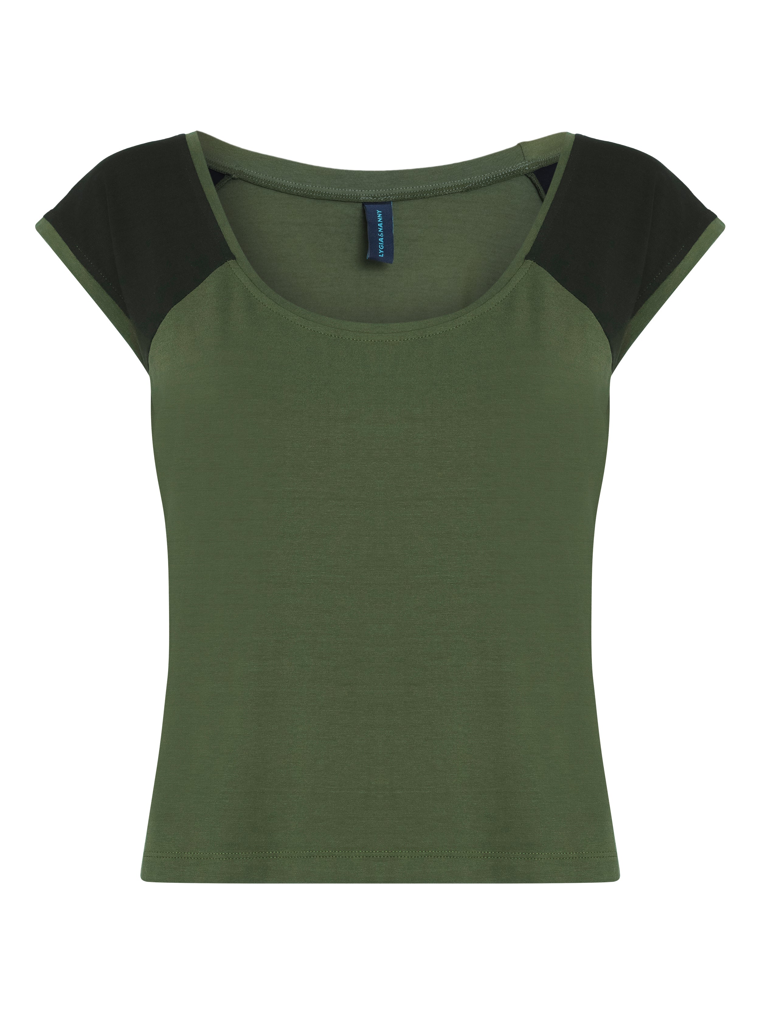 Bigua Military Green Plain Raglan-Sleeve T-Shirt