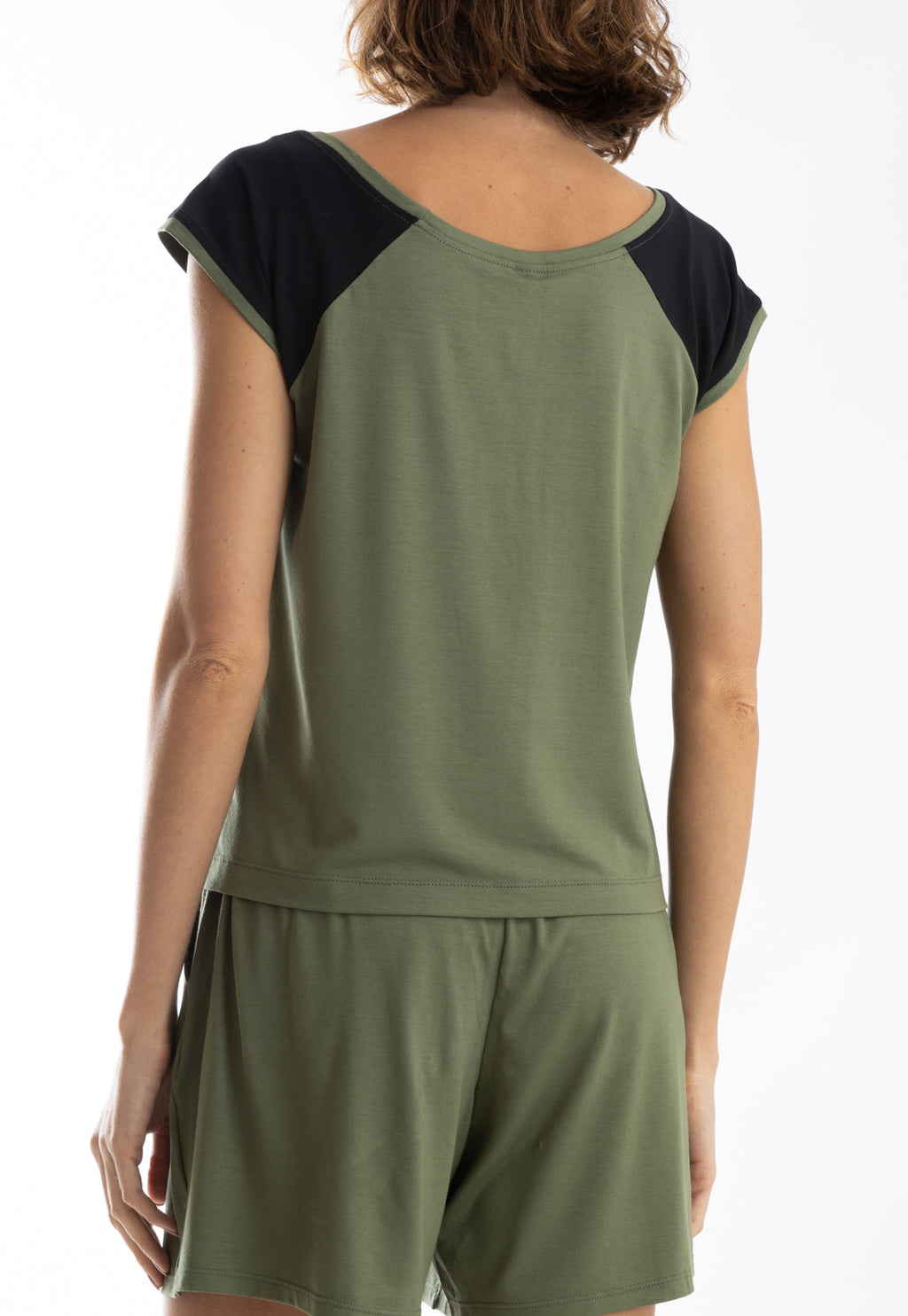 Bigua Military Green Plain Raglan-Sleeve T-Shirt