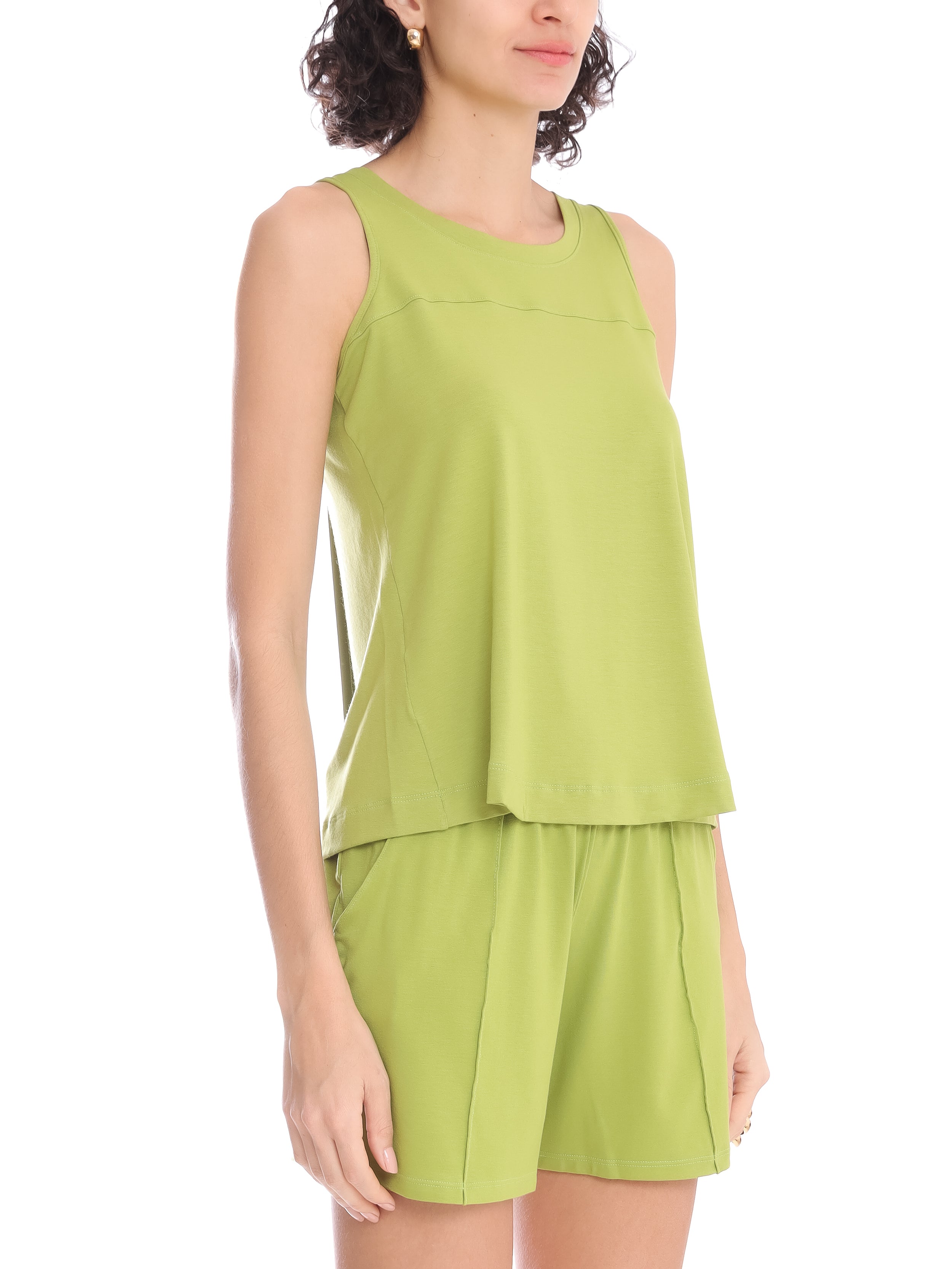 Caubi Green Plain Boat-Neck Blouse