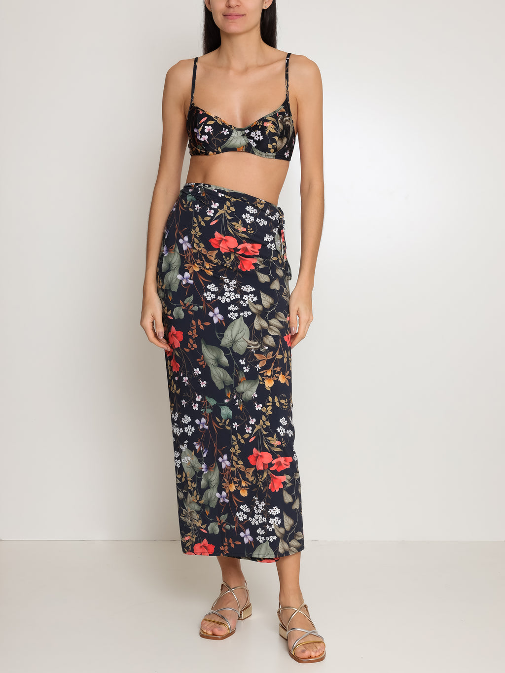 Diana Floral-Print Skirt Pareo Knotted Cover-Up Orvalho