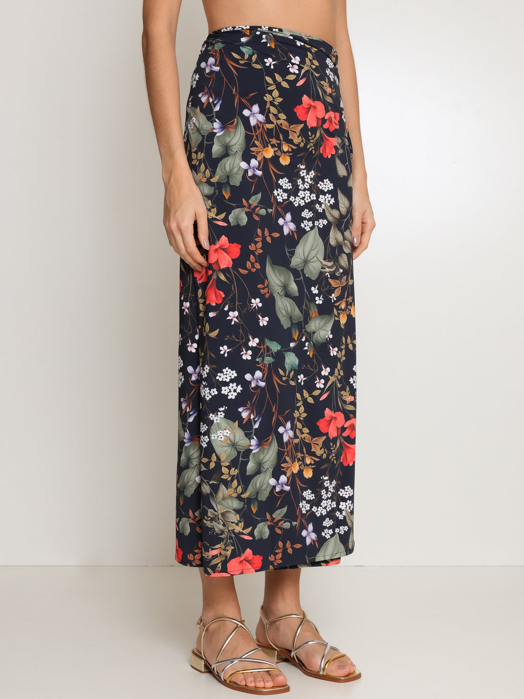 Diana Floral-Print Skirt Pareo Knotted Cover-Up Orvalho