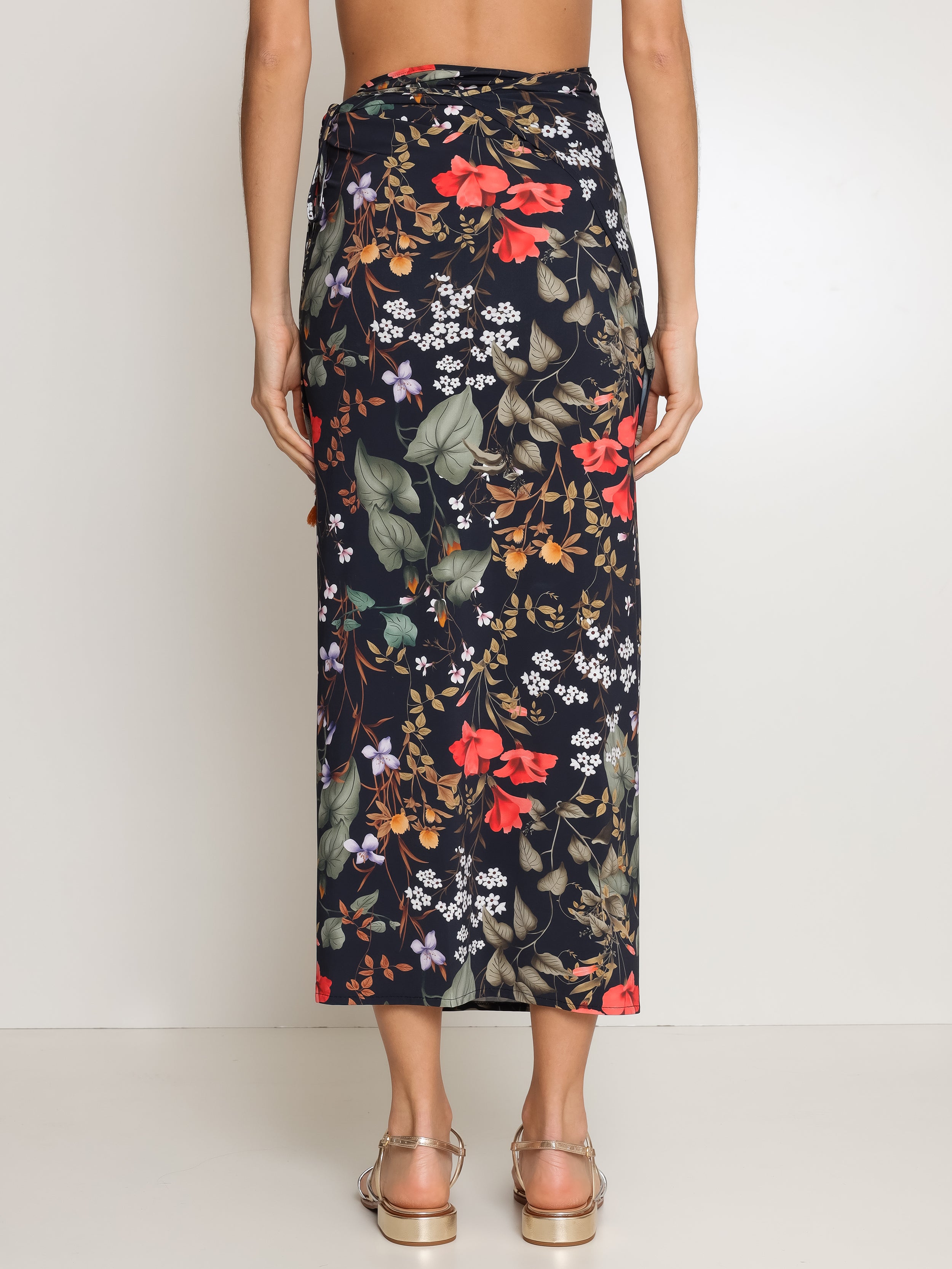 Diana Floral-Print Skirt Pareo Knotted Cover-Up Orvalho