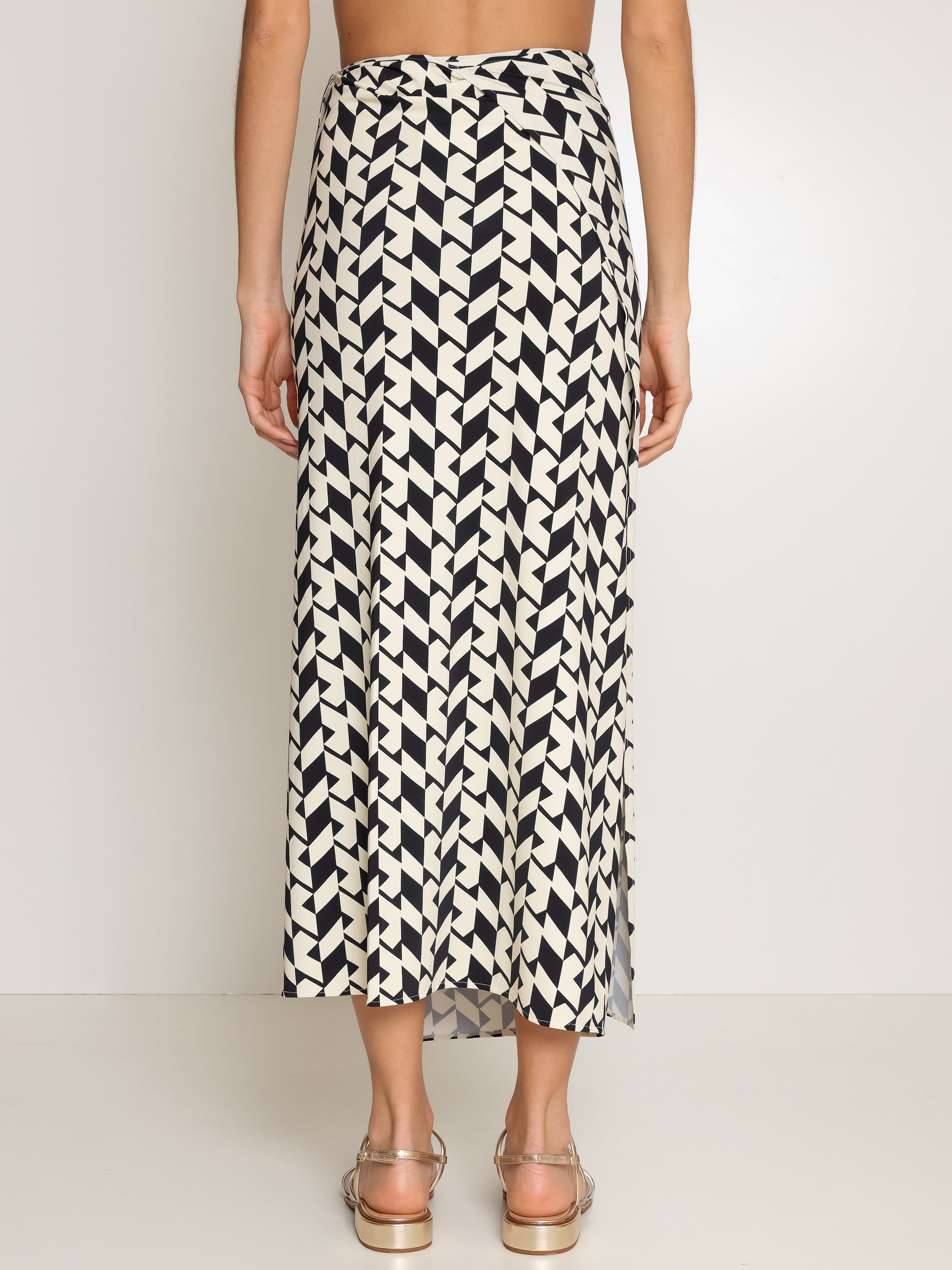 Diana Geometric-Print Skirt Pareo Knotted Cover-Up